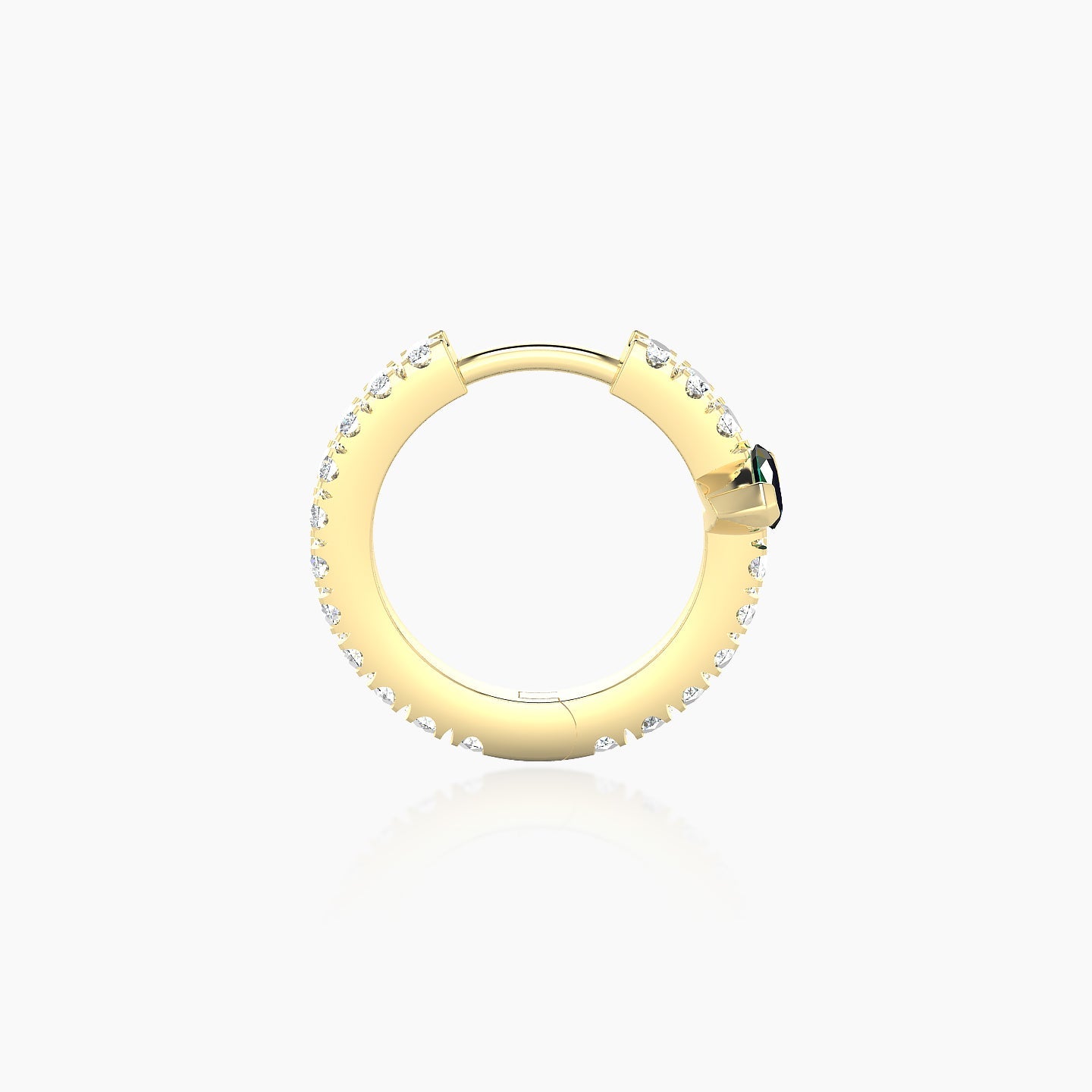 Rhea | 18k Yellow Gold 8 mm Emerald & Diamond Hoop Piercing