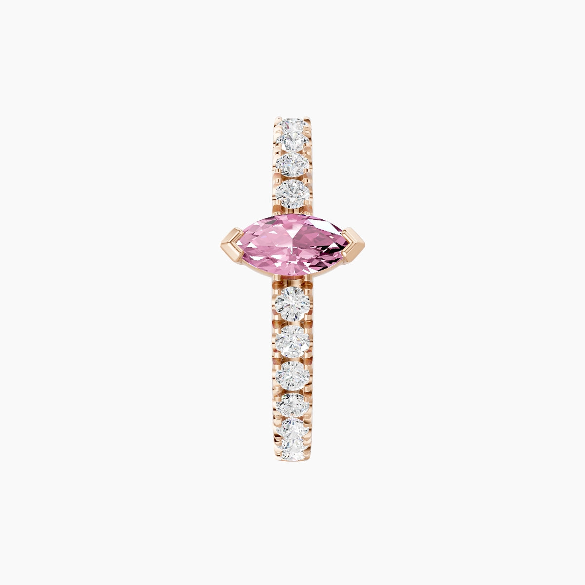 Rhea | 18k Rose Gold 9.5 mm Pink Sapphire & Diamond Hoop Piercing