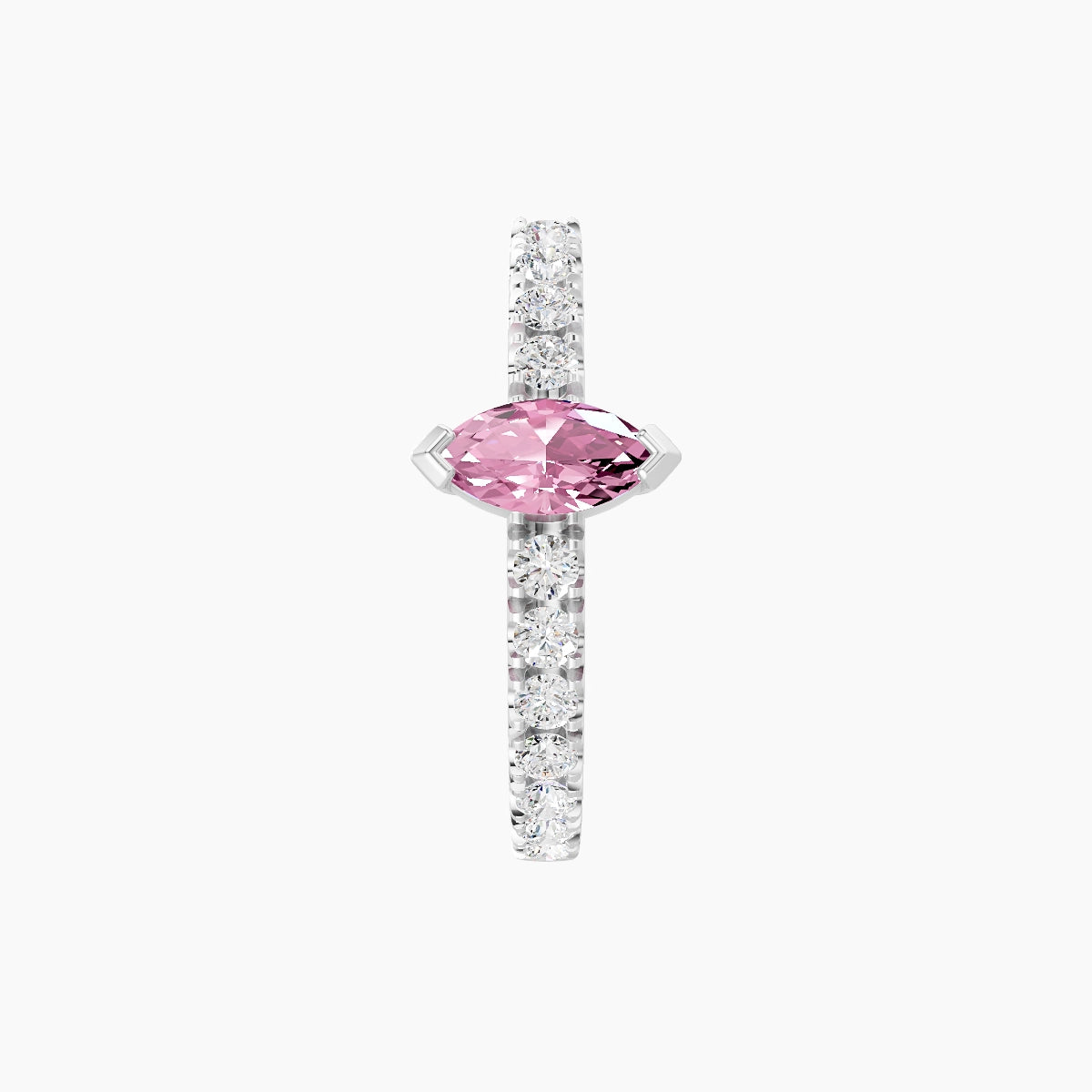 Rhea | 18k White Gold 9.5 mm Pink Sapphire & Diamond Hoop Piercing