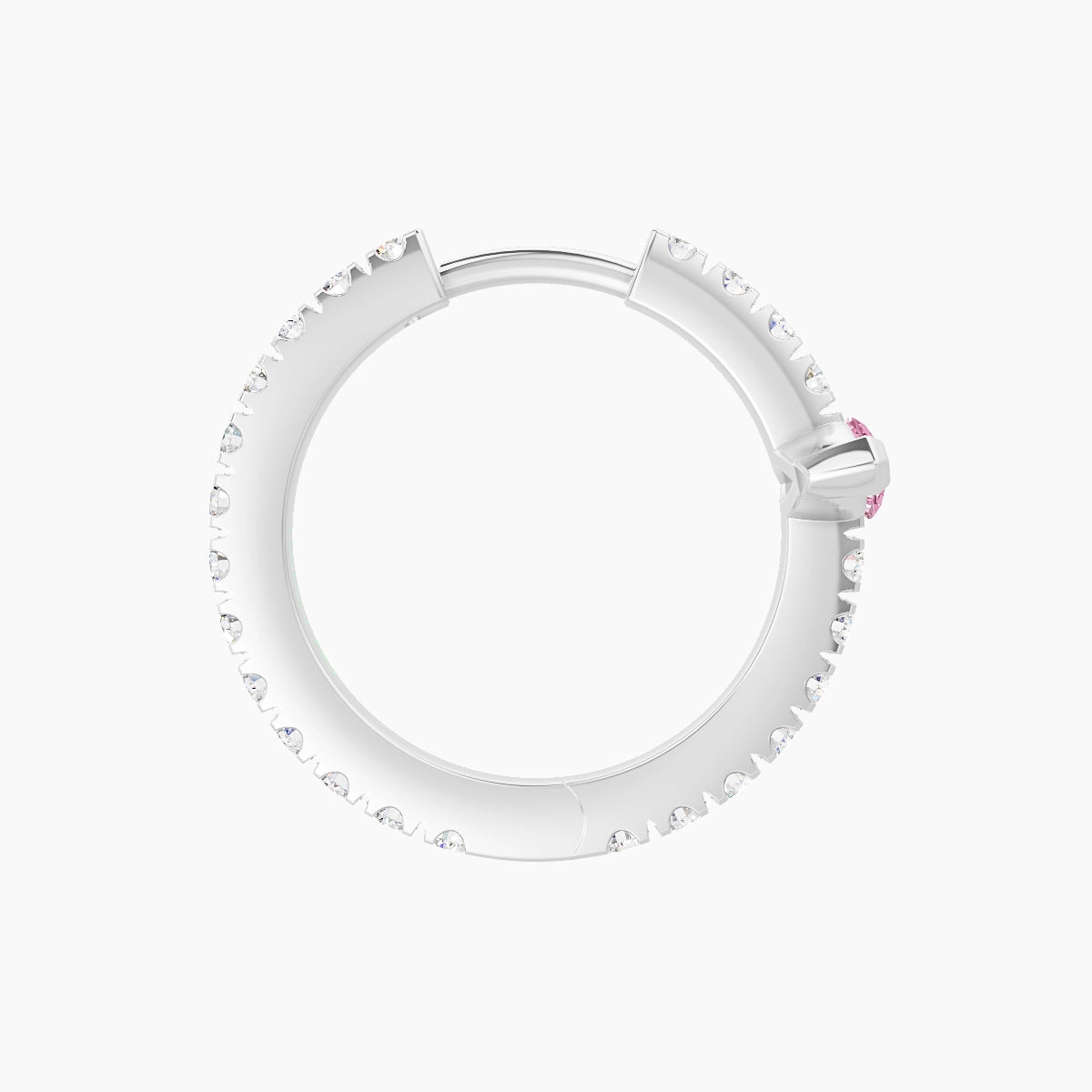 Rhea | 18k White Gold 9.5 mm Pink Sapphire & Diamond Hoop Piercing