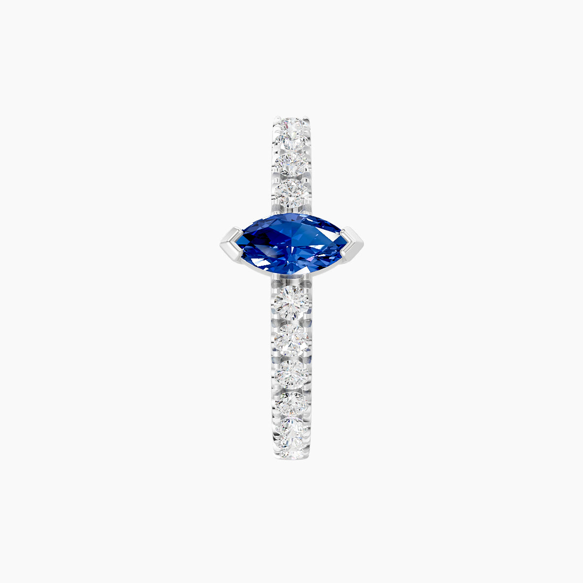 Rhea | 18k White Gold 9.5 mm Sapphire & Diamond Hoop Piercing