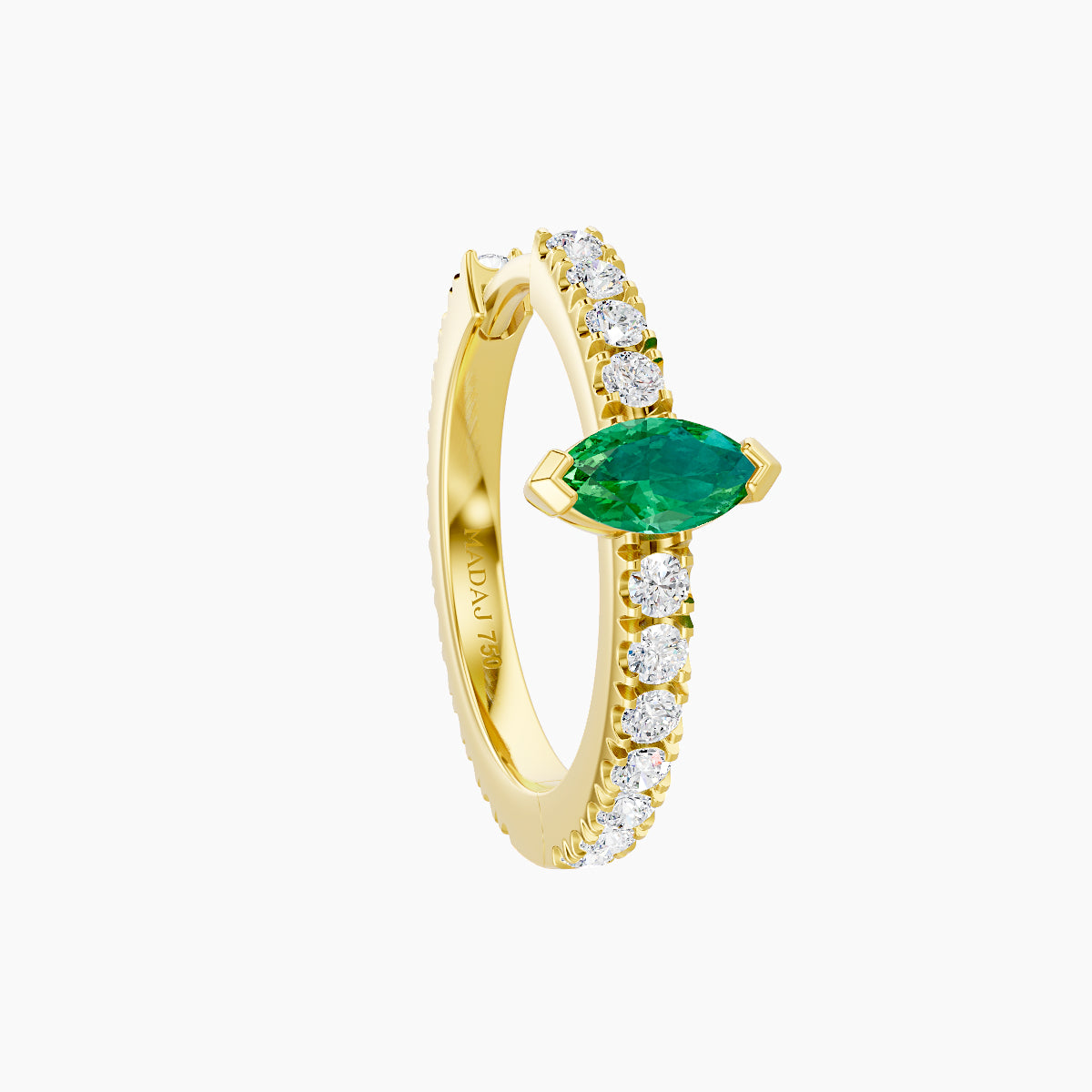 Rhea | 18k Yellow Gold 9.5 mm Emerald & Diamond Hoop Piercing