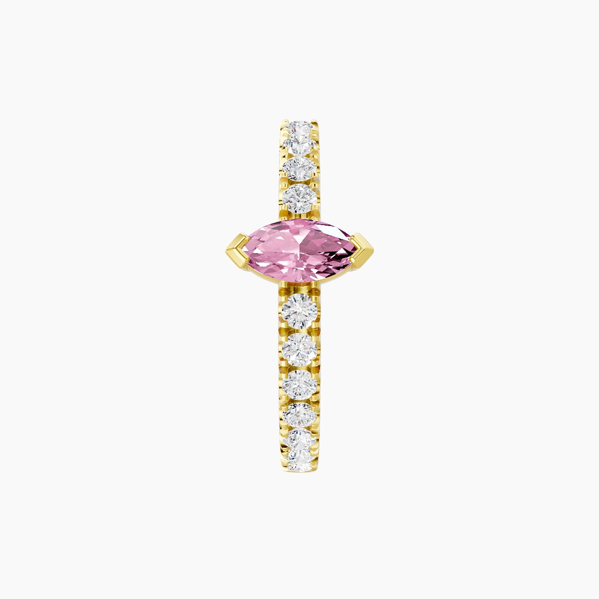 Rhea | 18k Yellow Gold 9.5 mm Pink Sapphire & Diamond Hoop Piercing