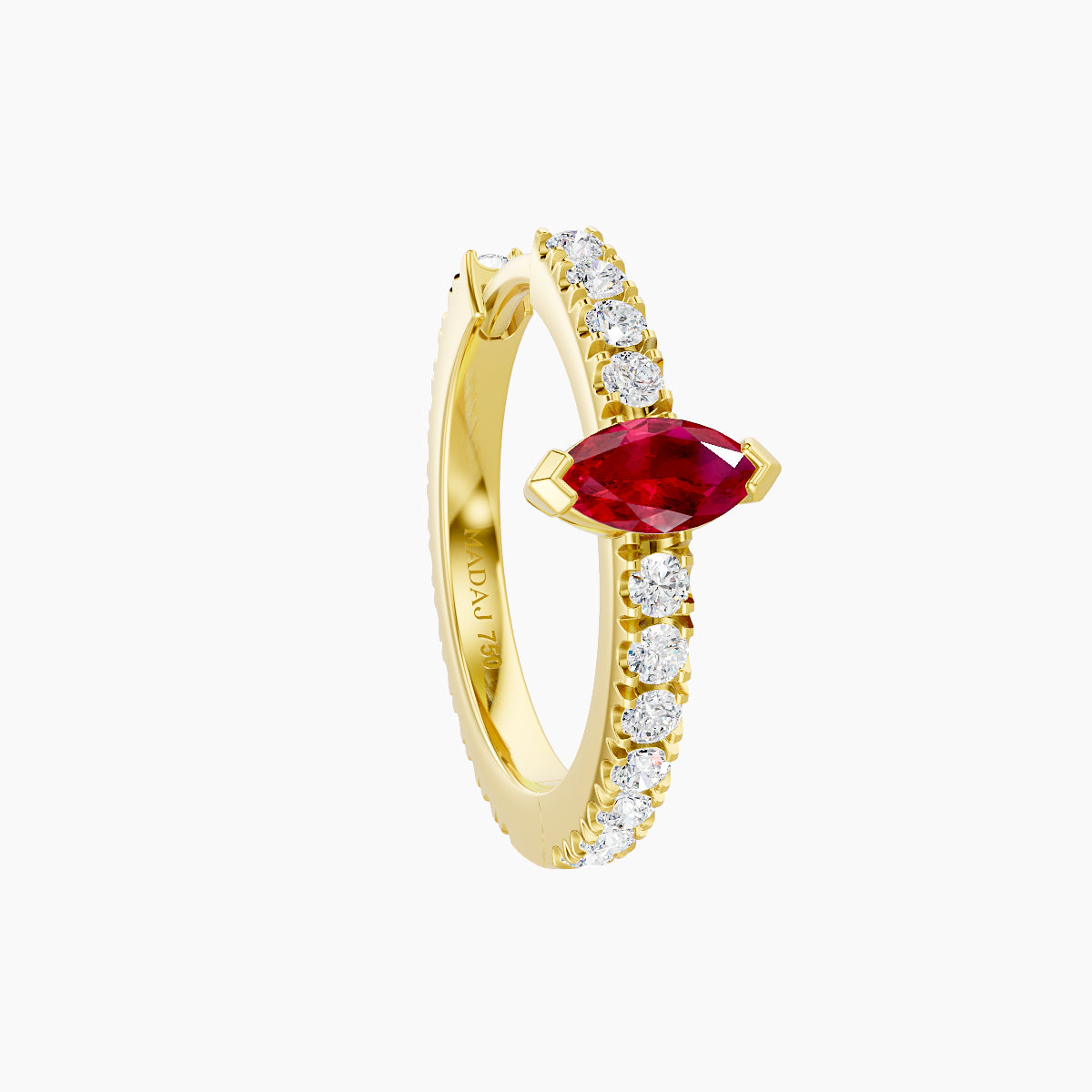 Rhea | 18k Yellow Gold 9.5 mm Ruby & Diamond Hoop Piercing