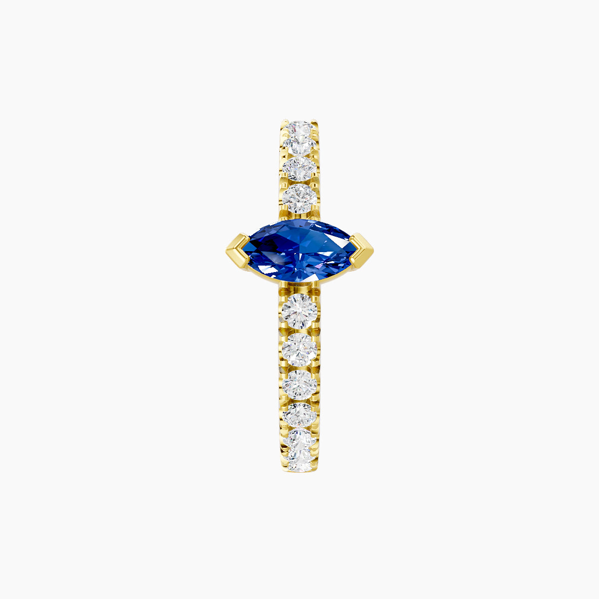Rhea | 18k Yellow Gold 9.5 mm Sapphire & Diamond Hoop Piercing