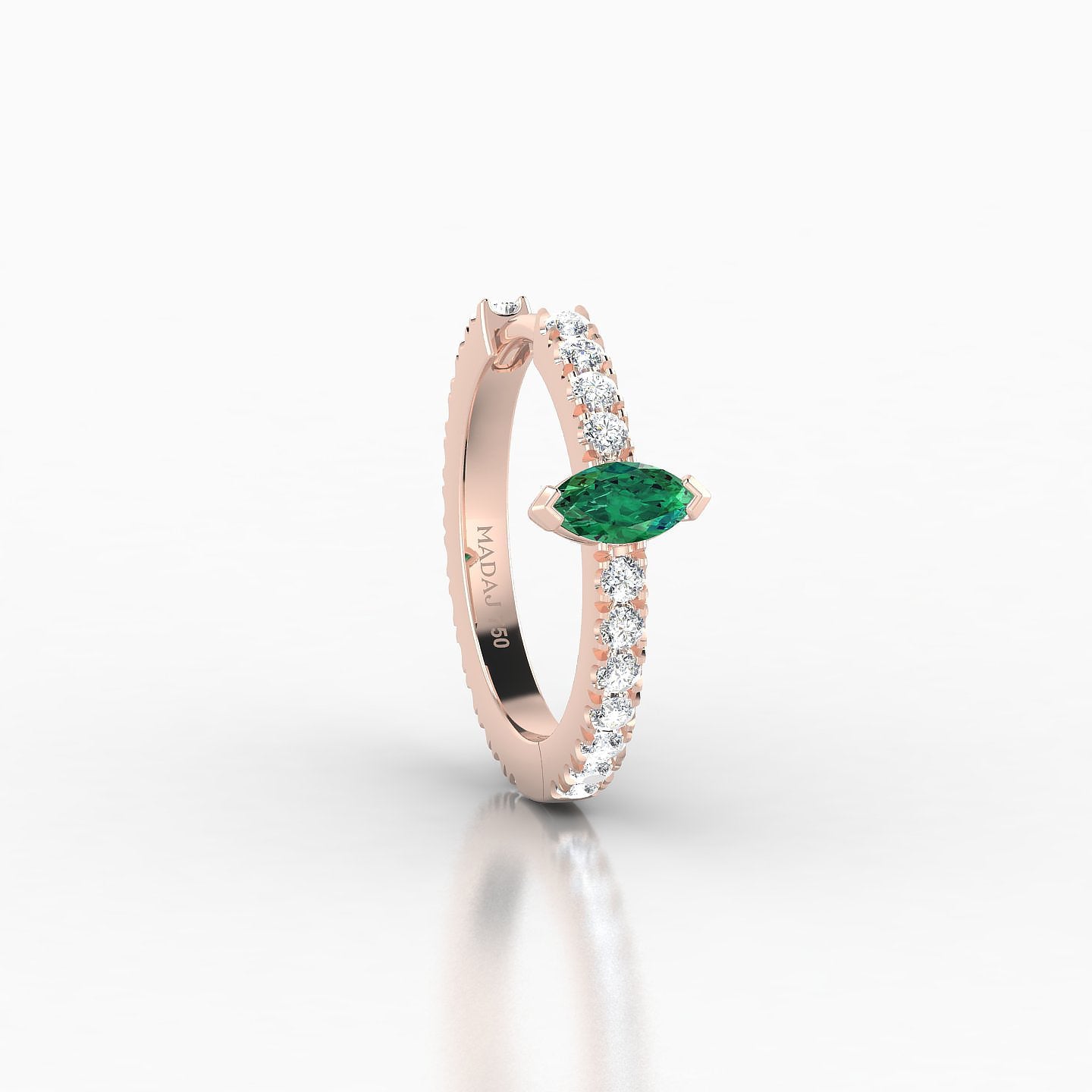 Rhea | 18k Rose Gold 9.5 mm Emerald & Diamond Hoop Piercing