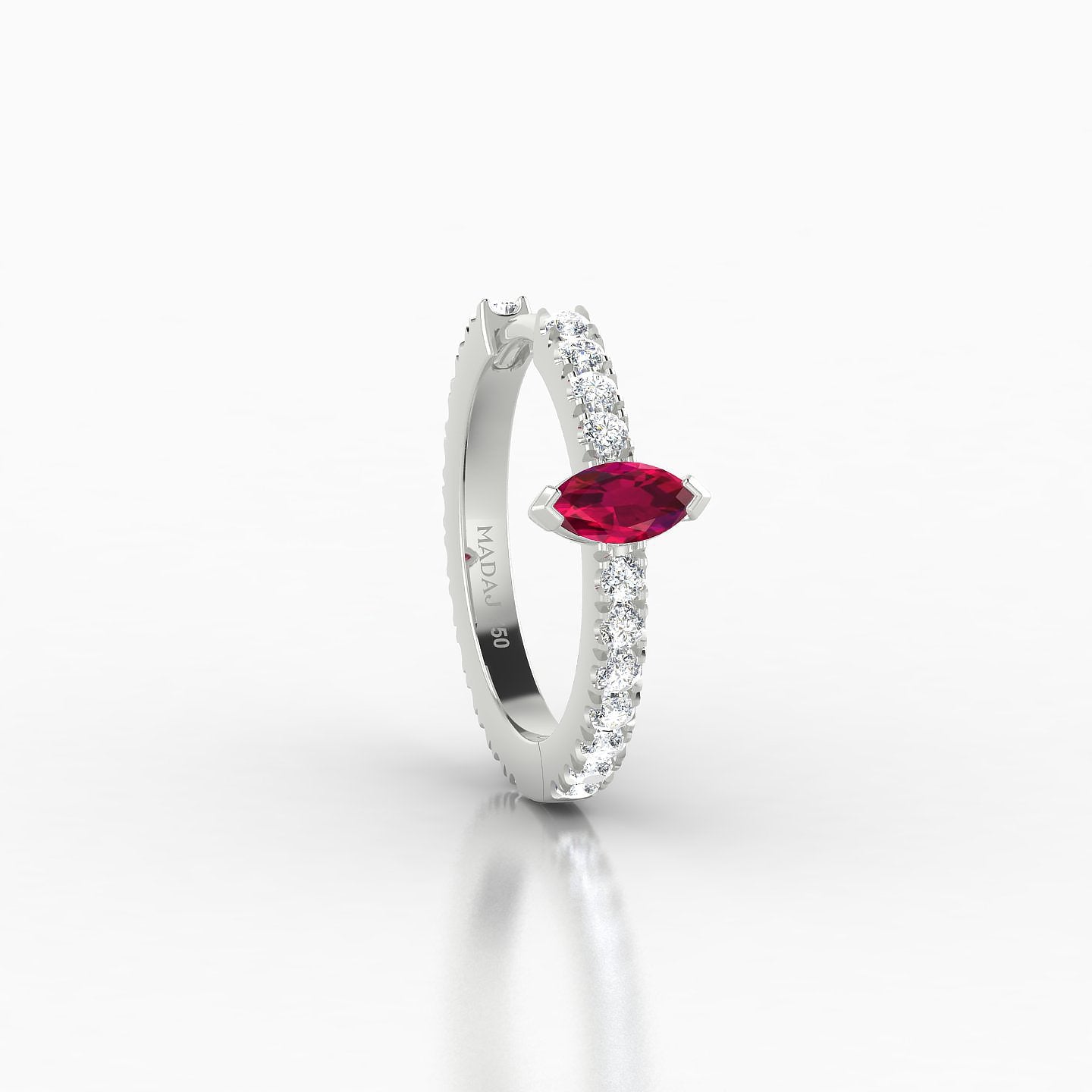 Rhea | 18k White Gold 9.5 mm Ruby & Diamond Hoop Piercing