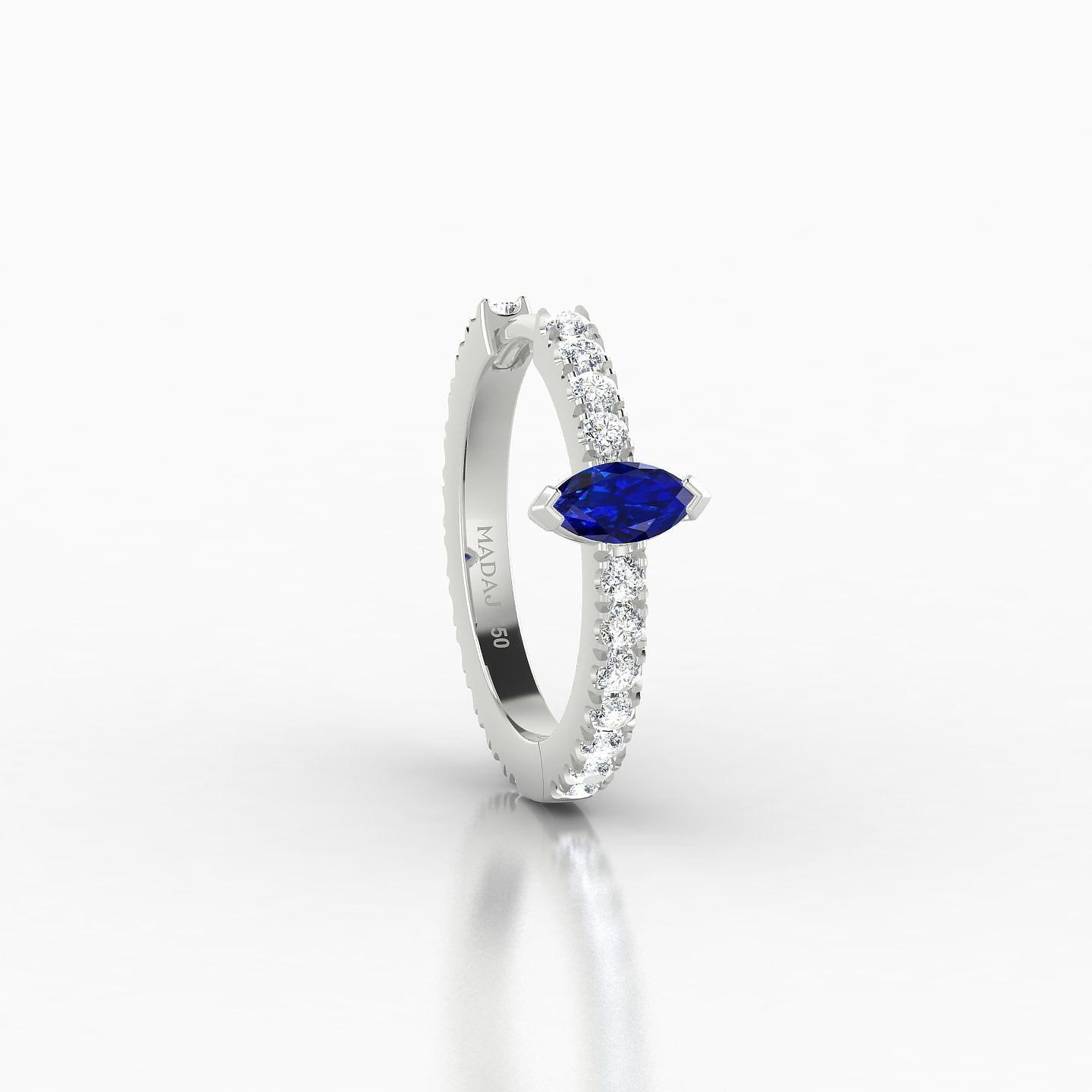 Rhea | 18k White Gold 9.5 mm Sapphire & Diamond Hoop Piercing