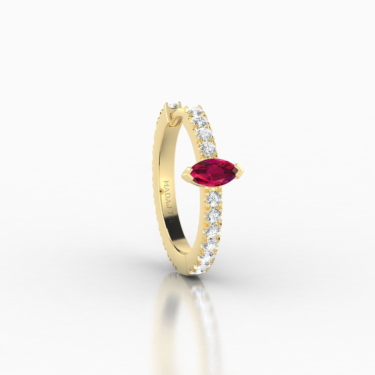 Rhea | 18k Yellow Gold 9.5 mm Ruby & Diamond Hoop Piercing