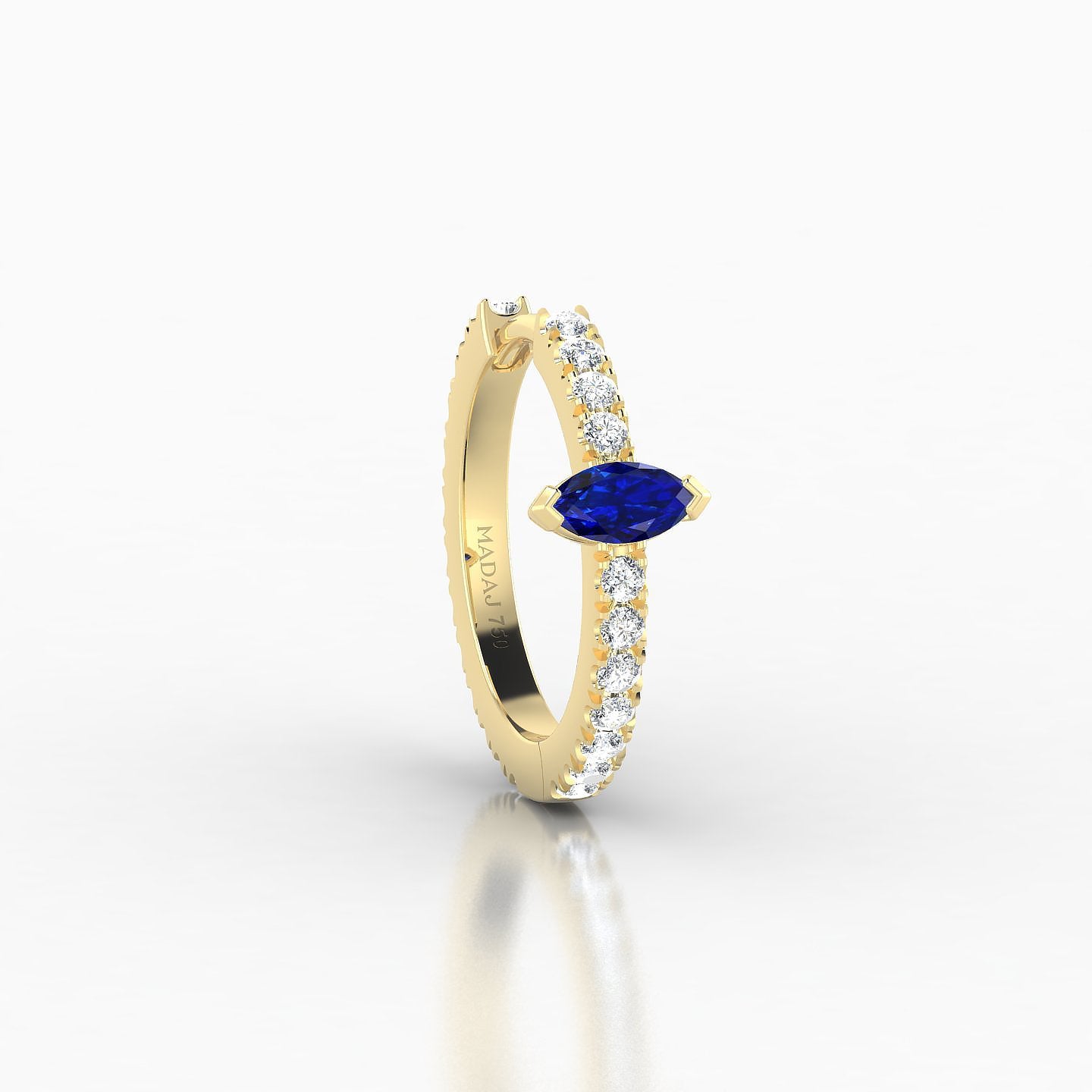 Rhea | 18k Yellow Gold 9.5 mm Sapphire & Diamond Hoop Piercing