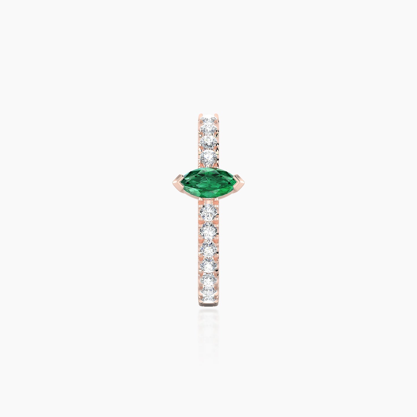 Rhea | 18k Rose Gold 9.5 mm Emerald & Diamond Hoop Piercing