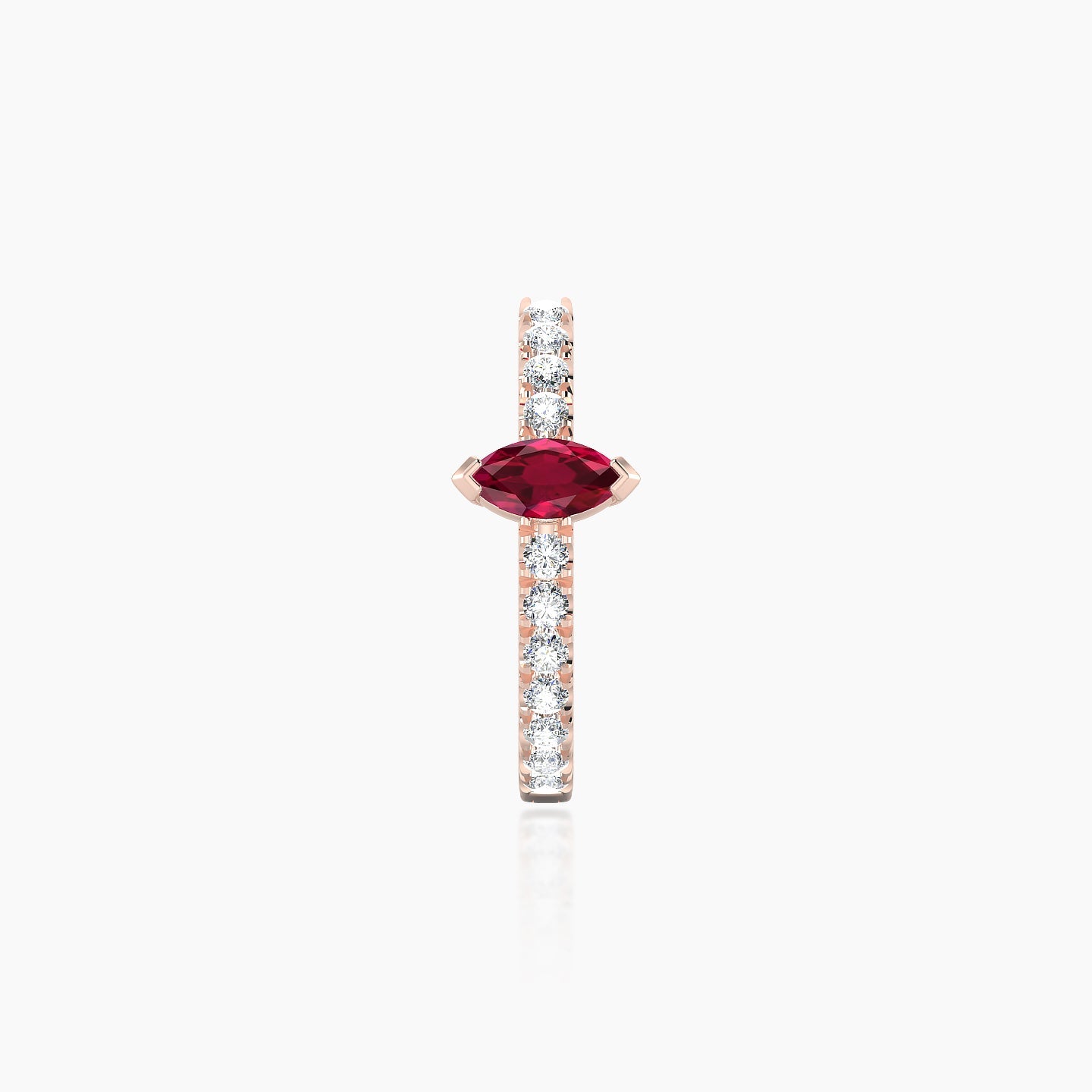 Rhea | 18k Rose Gold 9.5 mm Ruby & Diamond Hoop Piercing