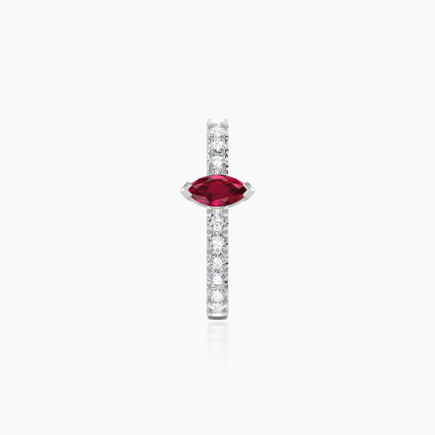 Rhea | 18k White Gold 9.5 mm Ruby & Diamond Hoop Piercing