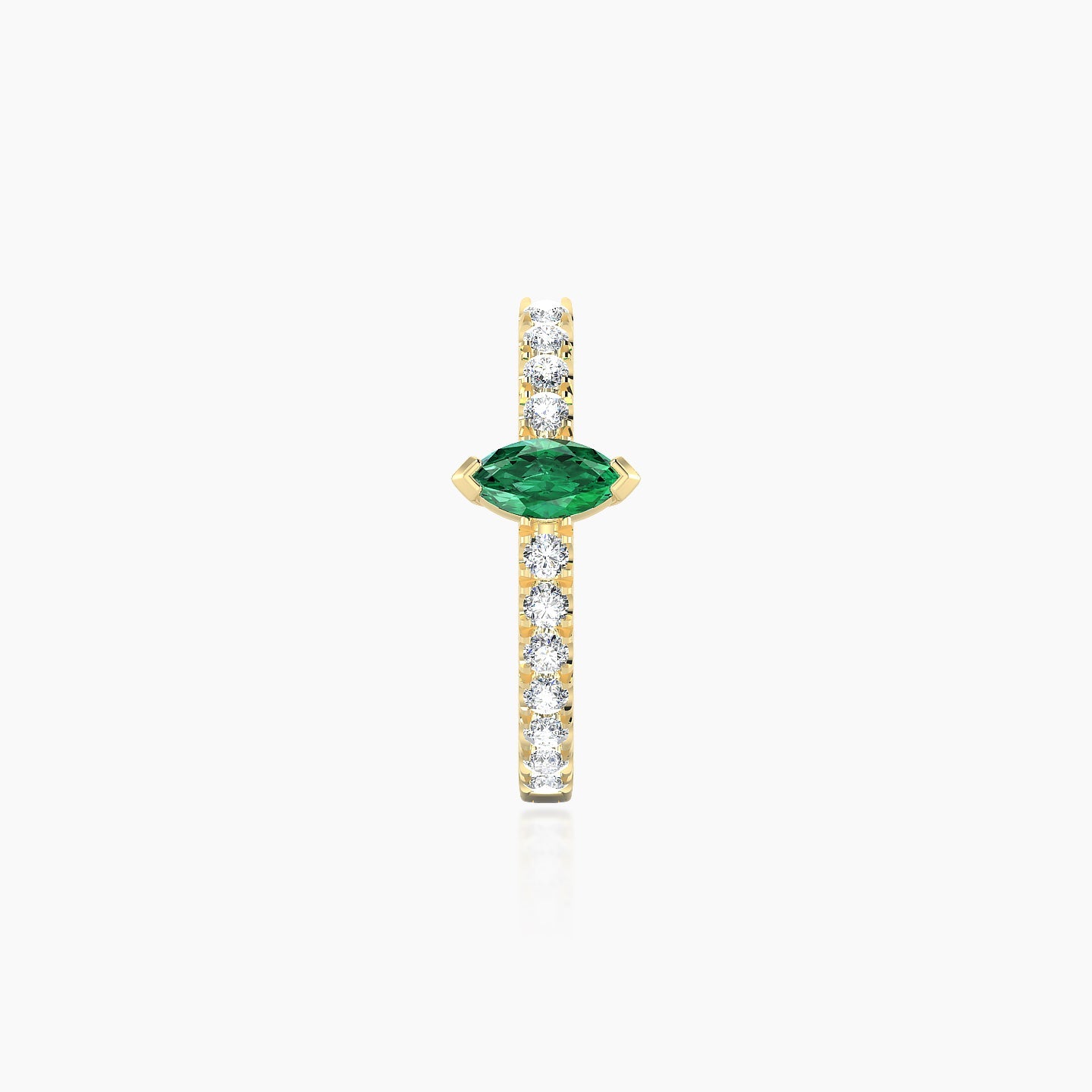 Rhea | 18k Yellow Gold 9.5 mm Emerald & Diamond Hoop Piercing