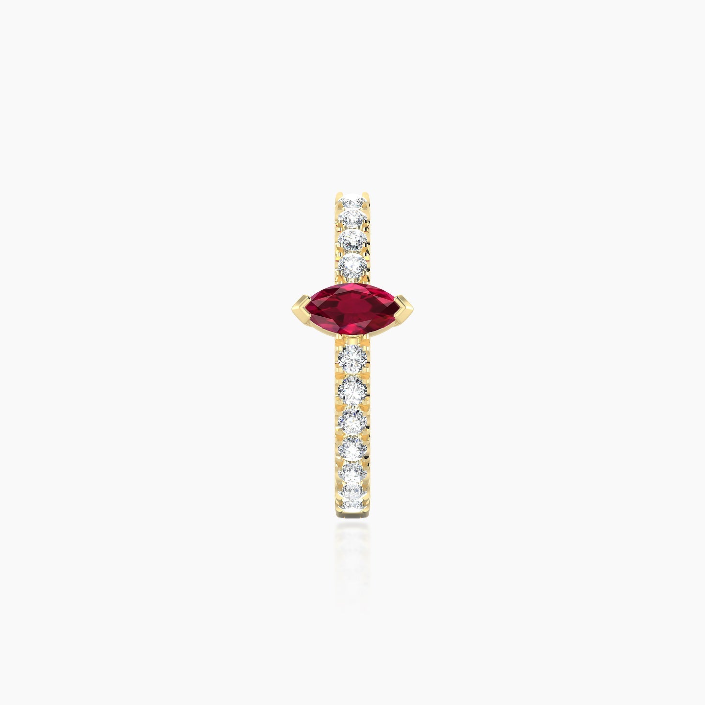 Rhea | 18k Yellow Gold 9.5 mm Ruby & Diamond Hoop Piercing