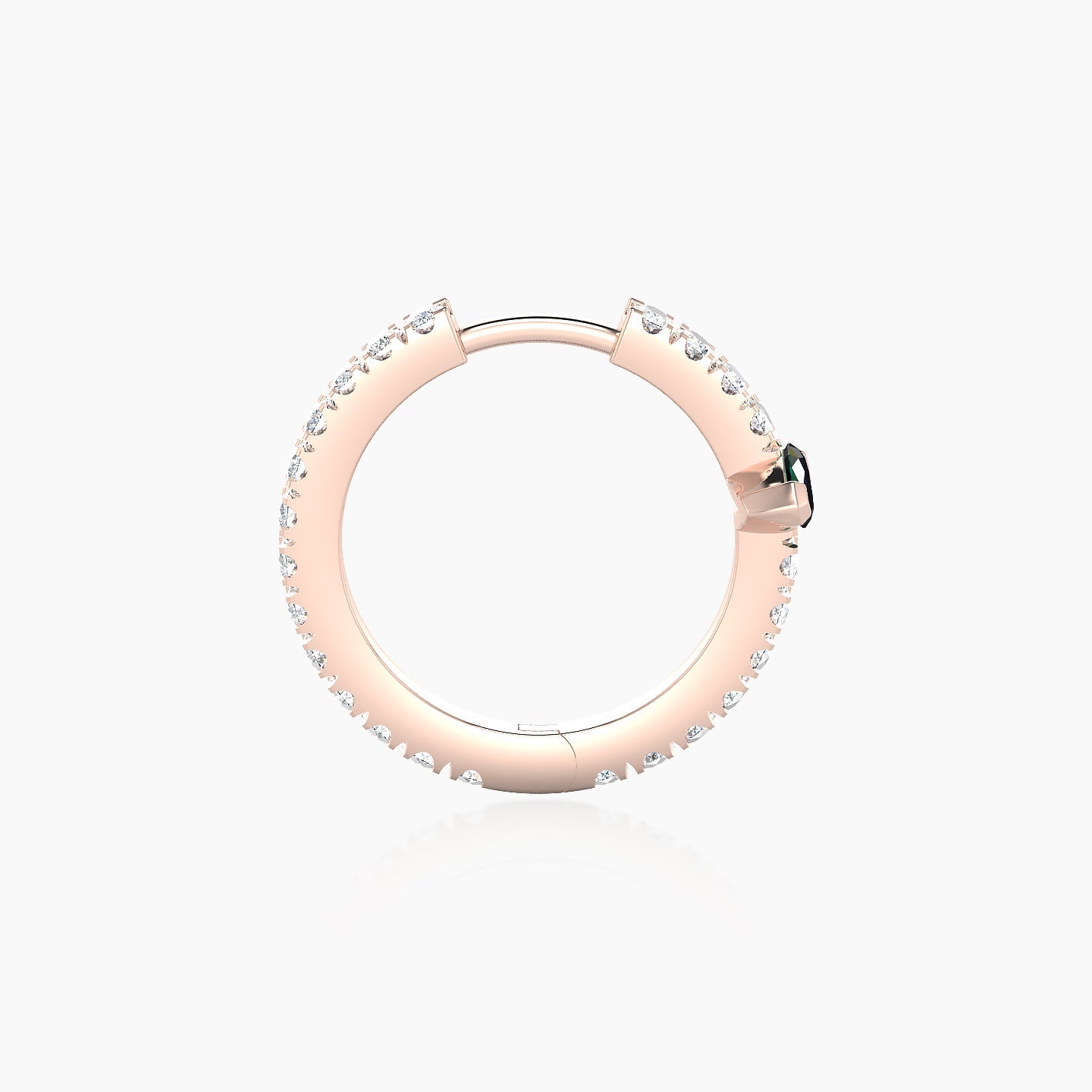 Rhea | 18k Rose Gold 9.5 mm Emerald & Diamond Hoop Piercing