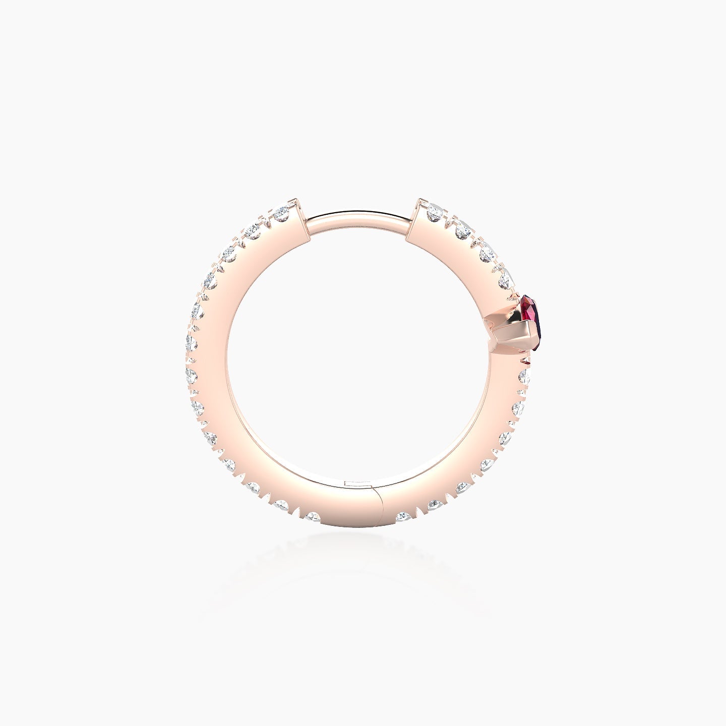 Rhea | 18k Rose Gold 9.5 mm Ruby & Diamond Hoop Piercing