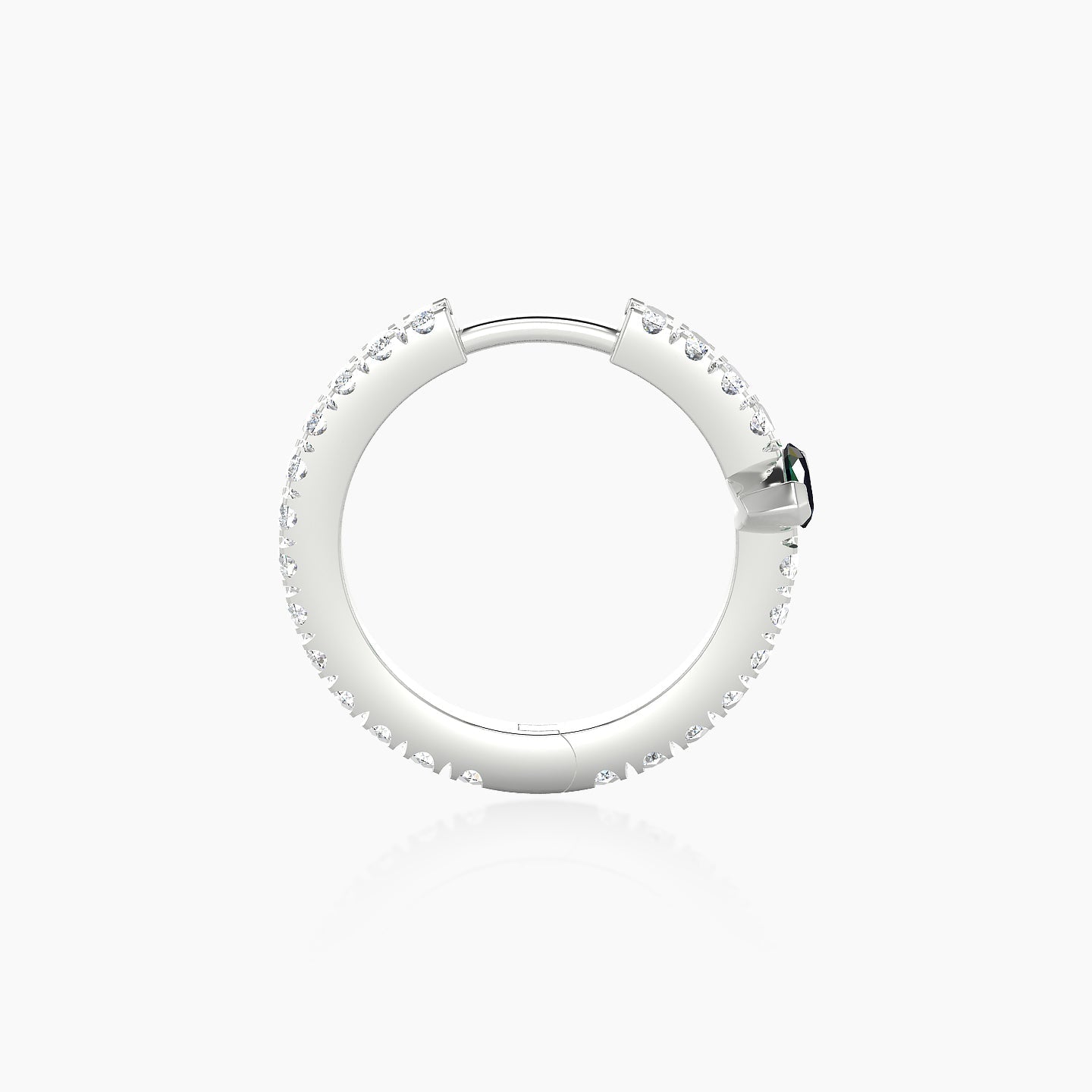 Rhea | 18k White Gold 9.5 mm Emerald & Diamond Hoop Piercing