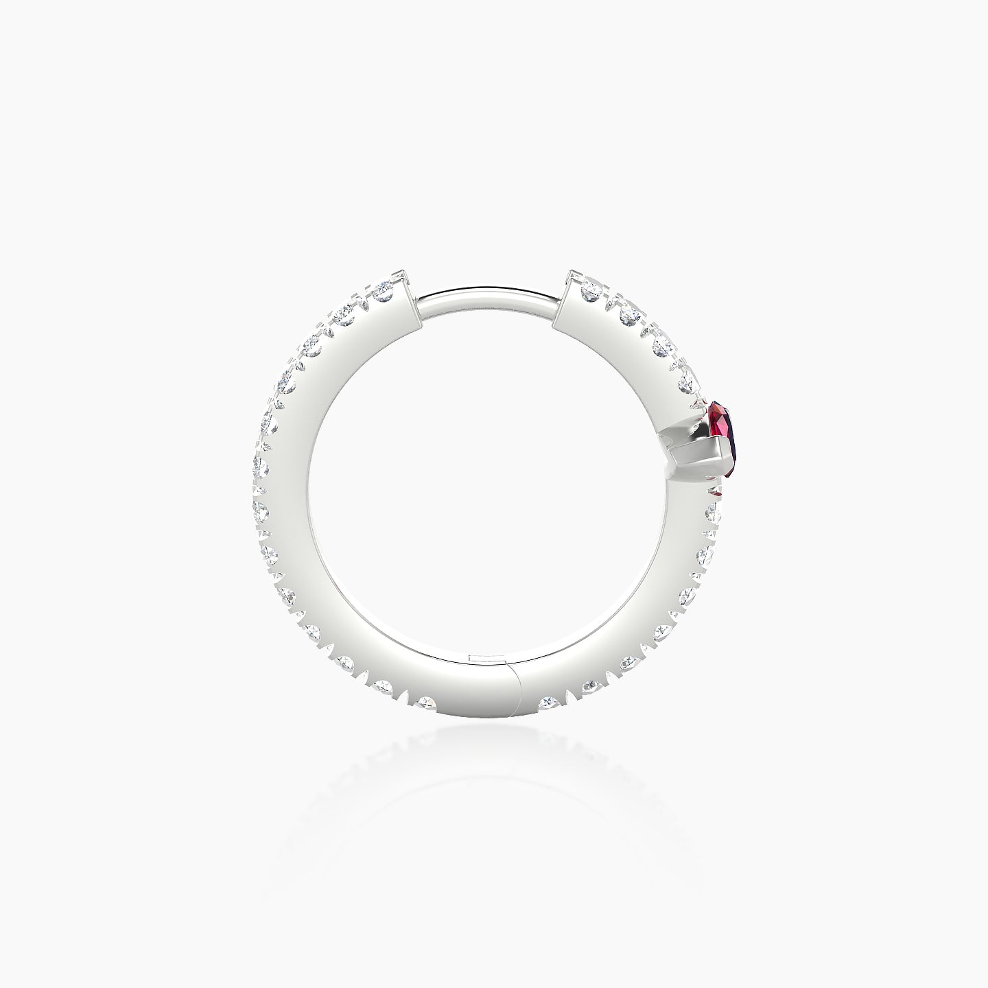 Rhea | 18k White Gold 9.5 mm Ruby & Diamond Hoop Piercing