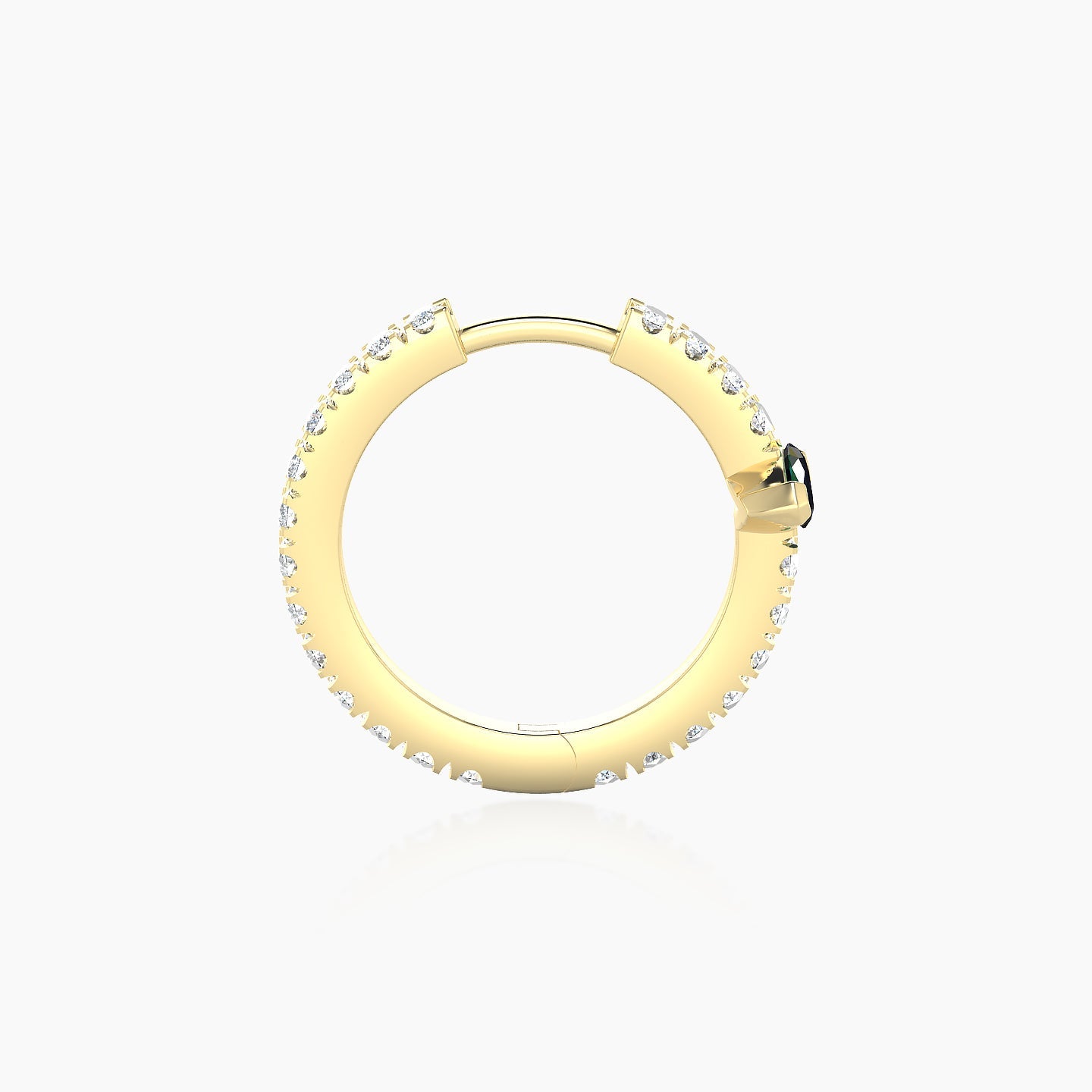 Rhea | 18k Yellow Gold 9.5 mm Emerald & Diamond Hoop Piercing