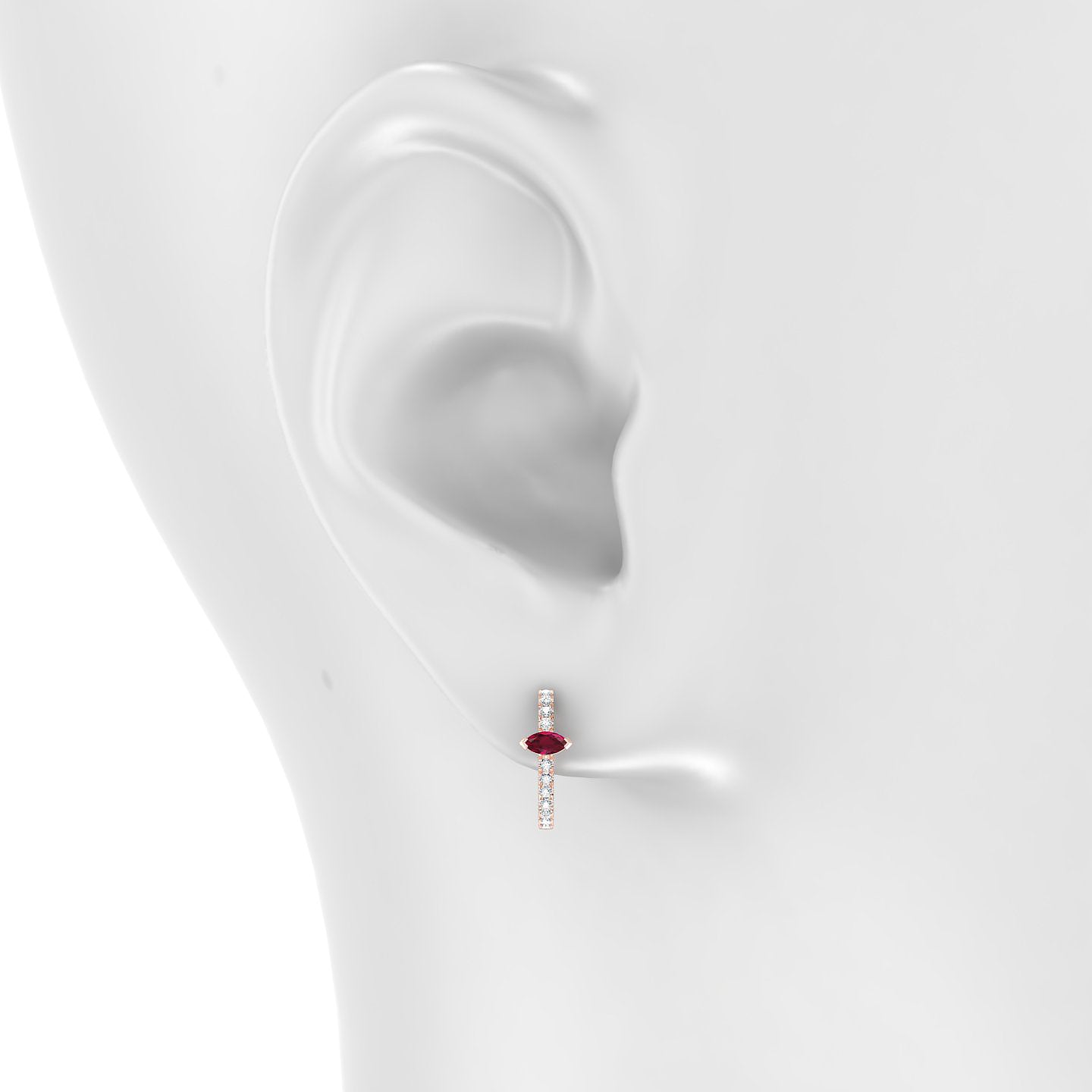 Rhea | 18k Rose Gold 9.5 mm Ruby & Diamond Hoop Piercing