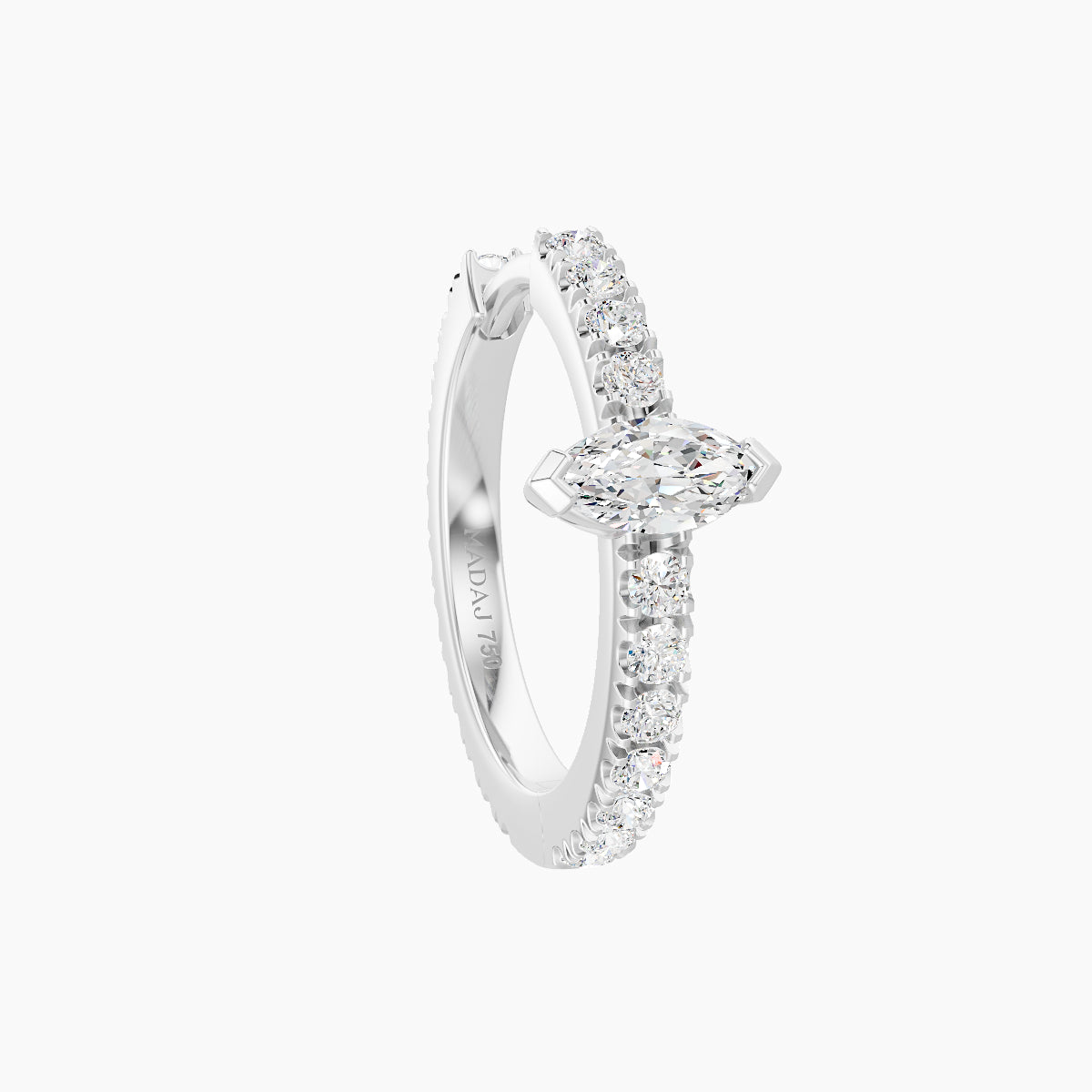 Rhea | 18k White Gold 9.5 mm Diamond Nose Ring Piercing