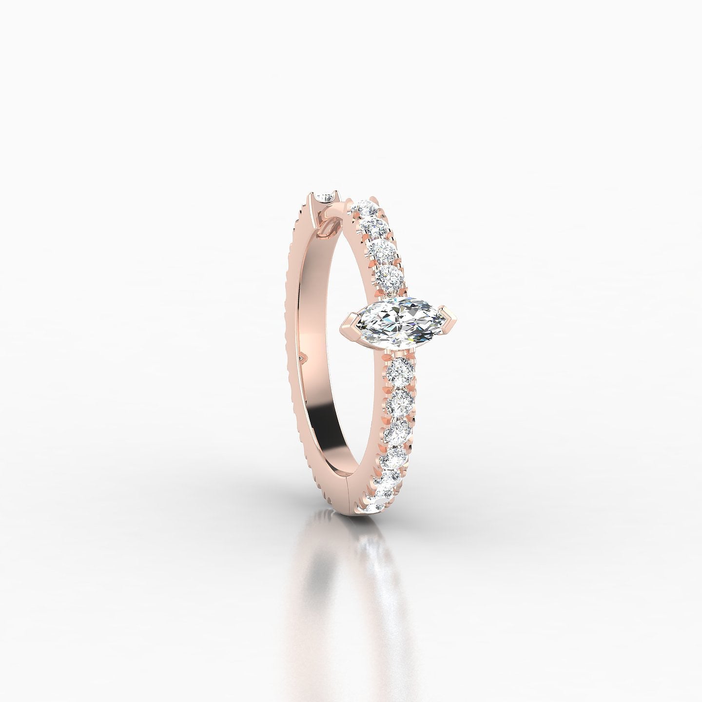 Rhea | 18k Rose Gold 9.5 mm Diamond Nose Ring Piercing