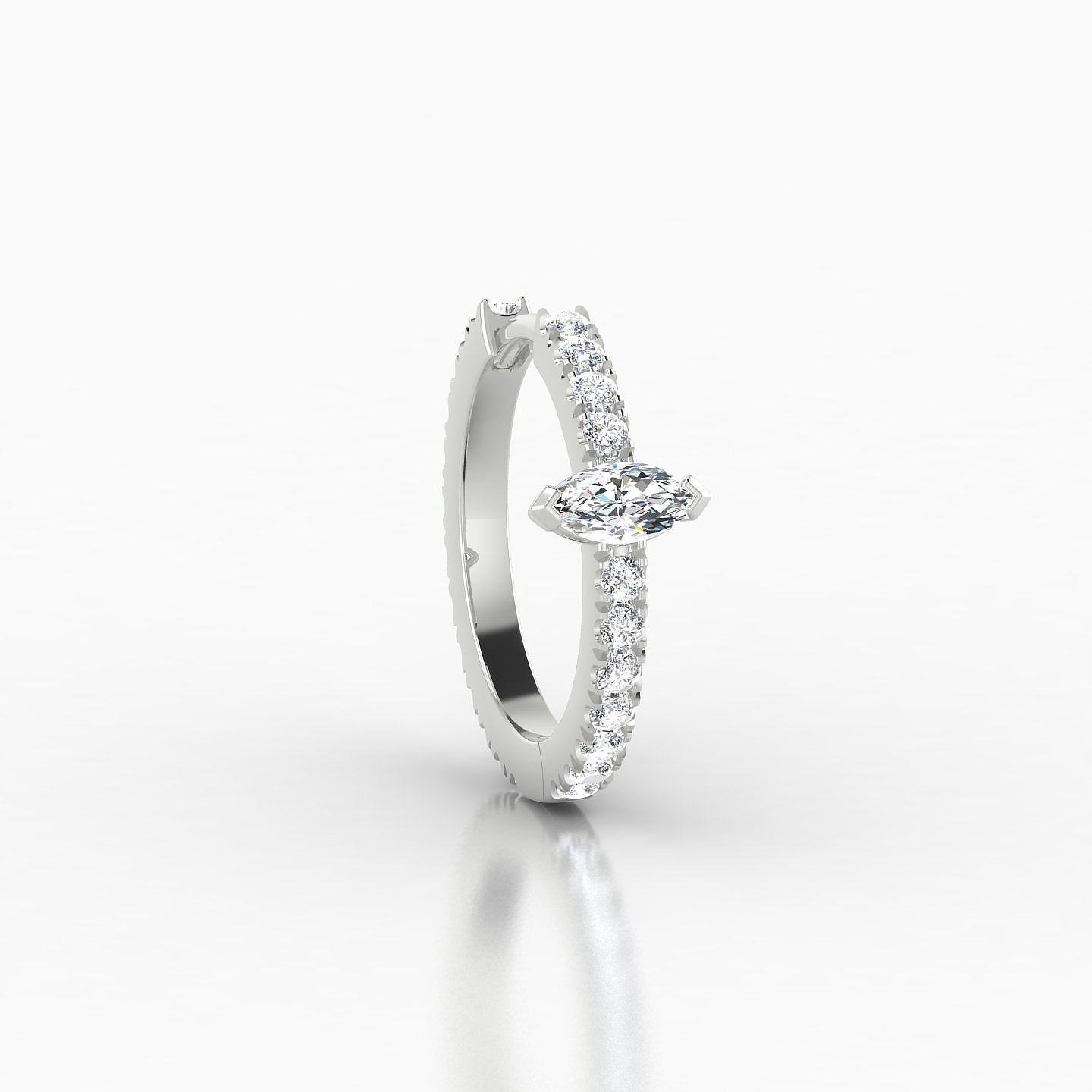 Rhea | 18k White Gold 9.5 mm Diamond Nose Ring Piercing