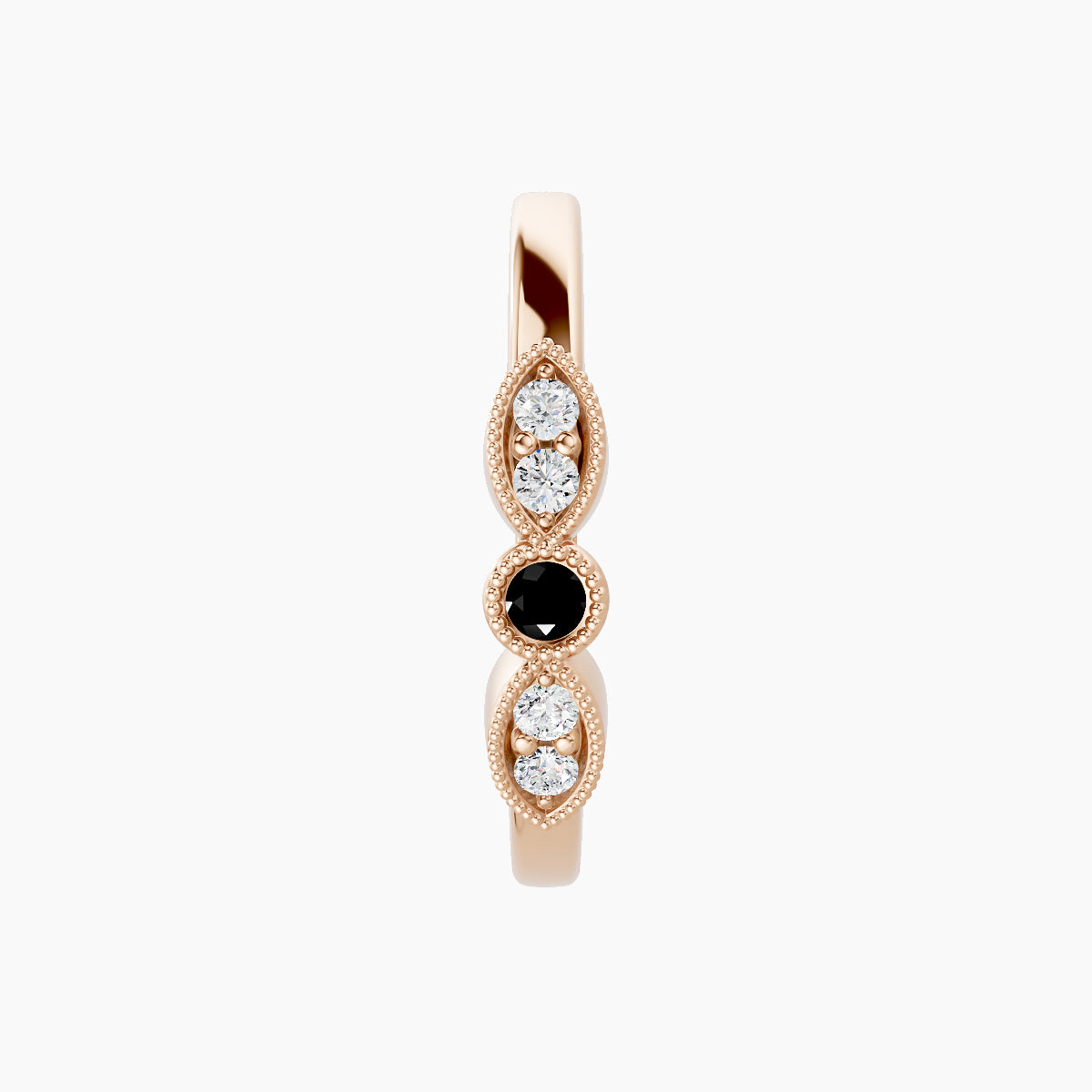 Roma | 18k Rose Gold 11 mm Black Diamond & Diamond Hoop Piercing