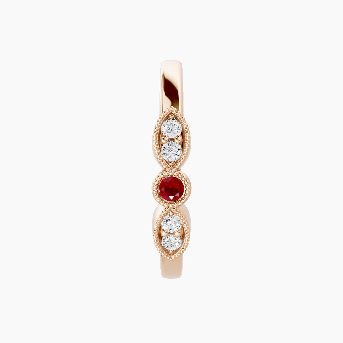 Roma | 18k Rose Gold 11 mm Ruby & Diamond Hoop Piercing