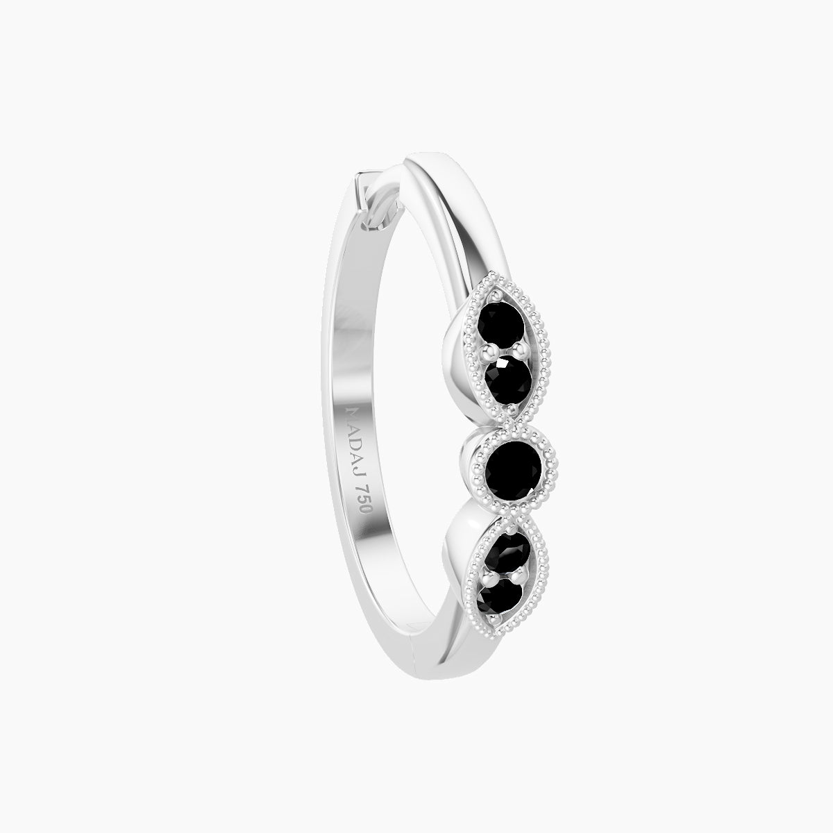 Roma | 18k White Gold 11 mm Black Diamond Hoop Piercing