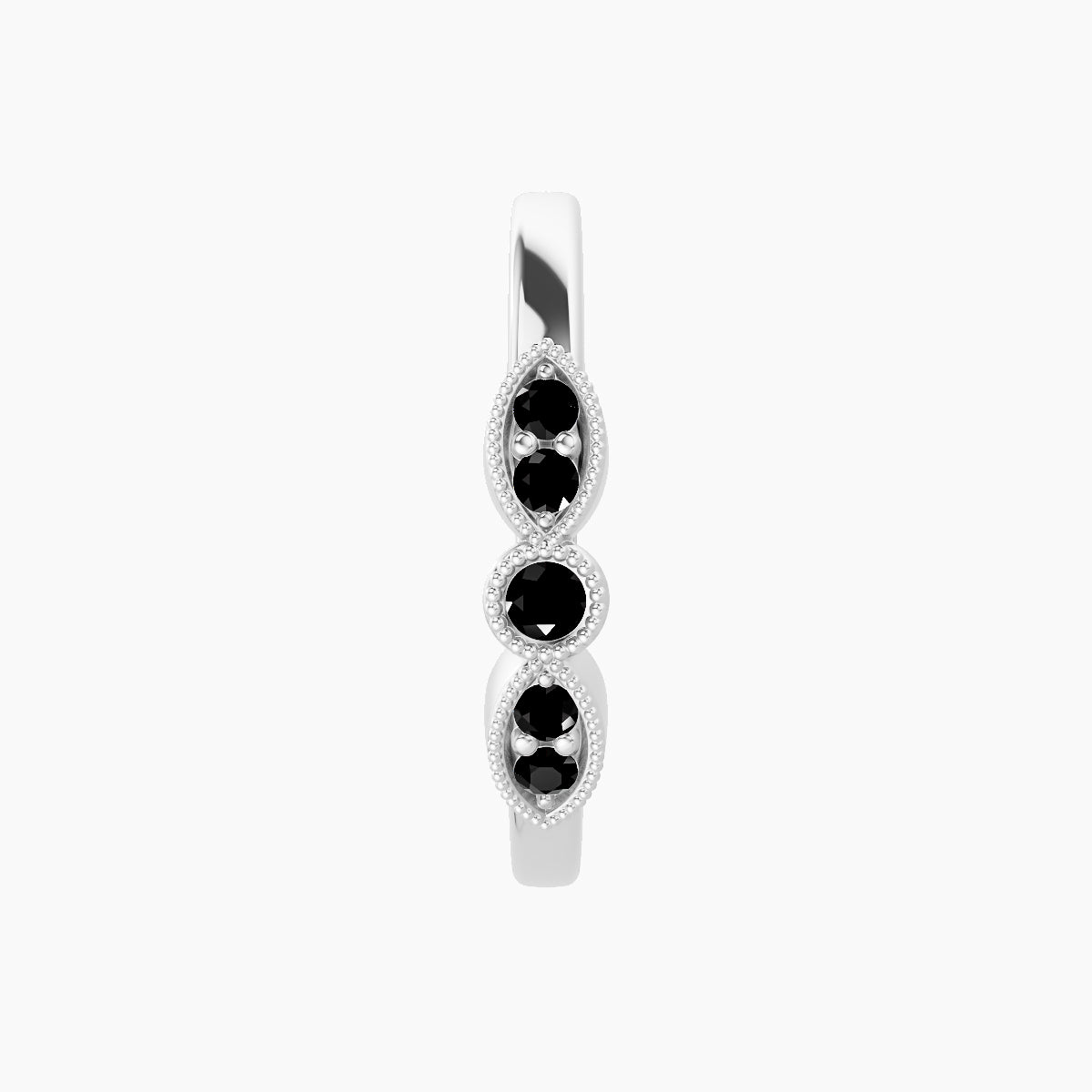 Roma | 18k White Gold 11 mm Black Diamond Hoop Piercing