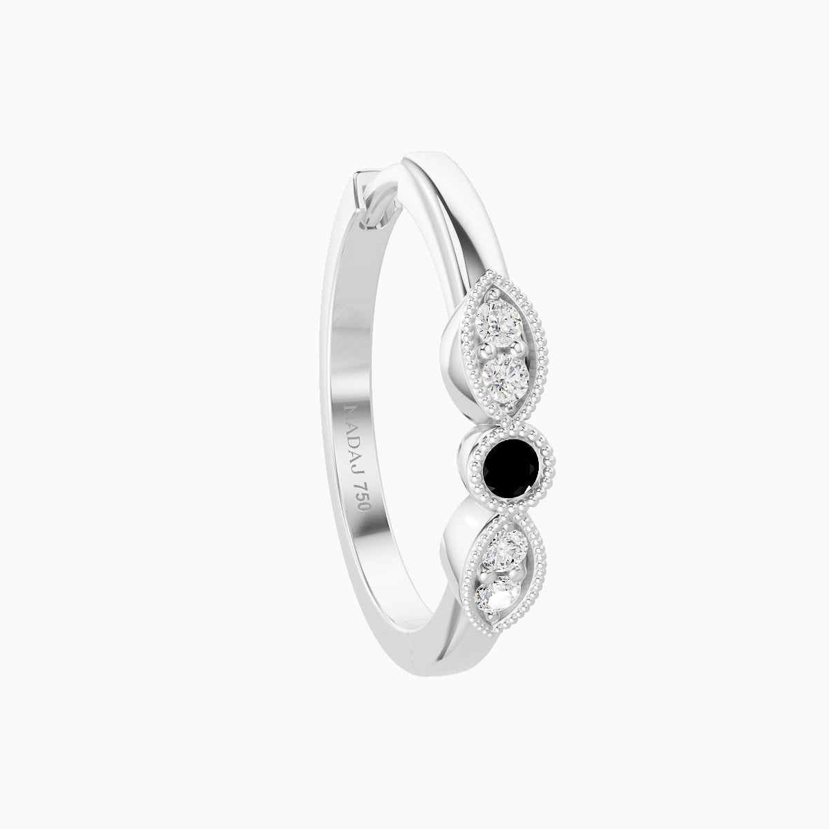 Roma | 18k White Gold 11 mm Black Diamond & Diamond Hoop Piercing