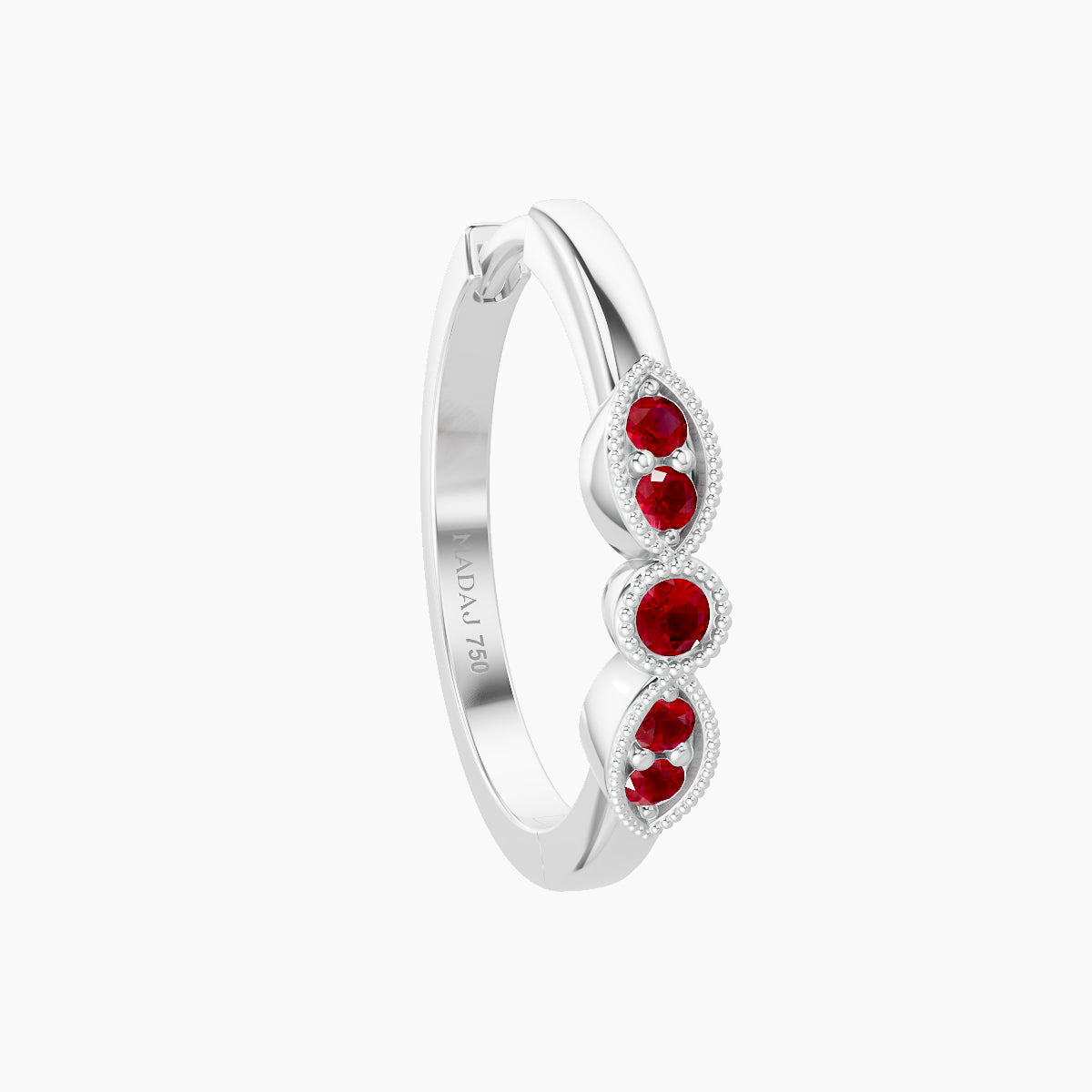 Roma | 18k White Gold 11 mm Ruby Hoop Piercing