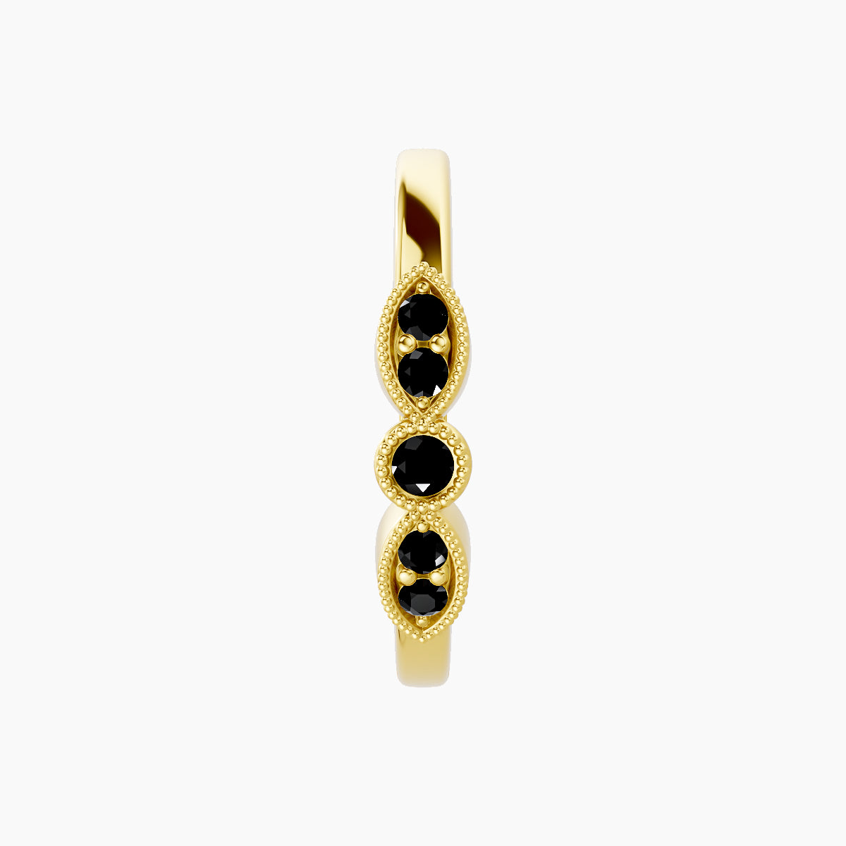 Roma | 18k Yellow Gold 11 mm Black Diamond Hoop Piercing
