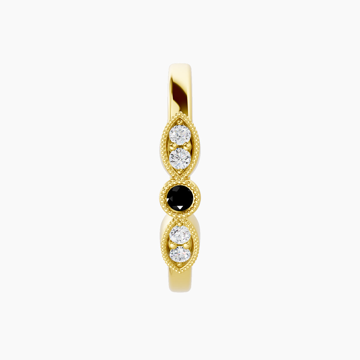 Roma | 18k Yellow Gold 11 mm Black Diamond & Diamond Hoop Piercing