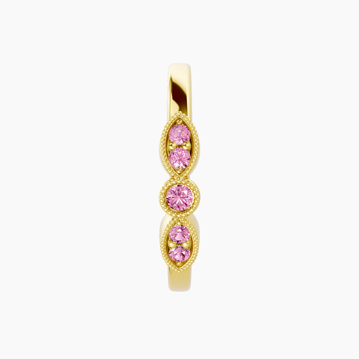 Roma | 18k Yellow Gold 11 mm Pink Sapphire Hoop Piercing