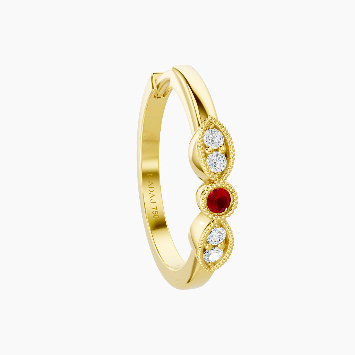 Roma | 18k Yellow Gold 11 mm Ruby & Diamond Hoop Piercing