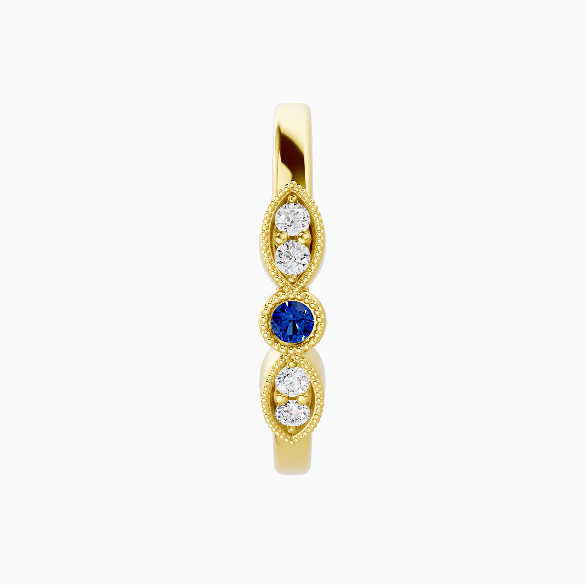 Roma | 18k Yellow Gold 11 mm Sapphire & Diamond Hoop Piercing