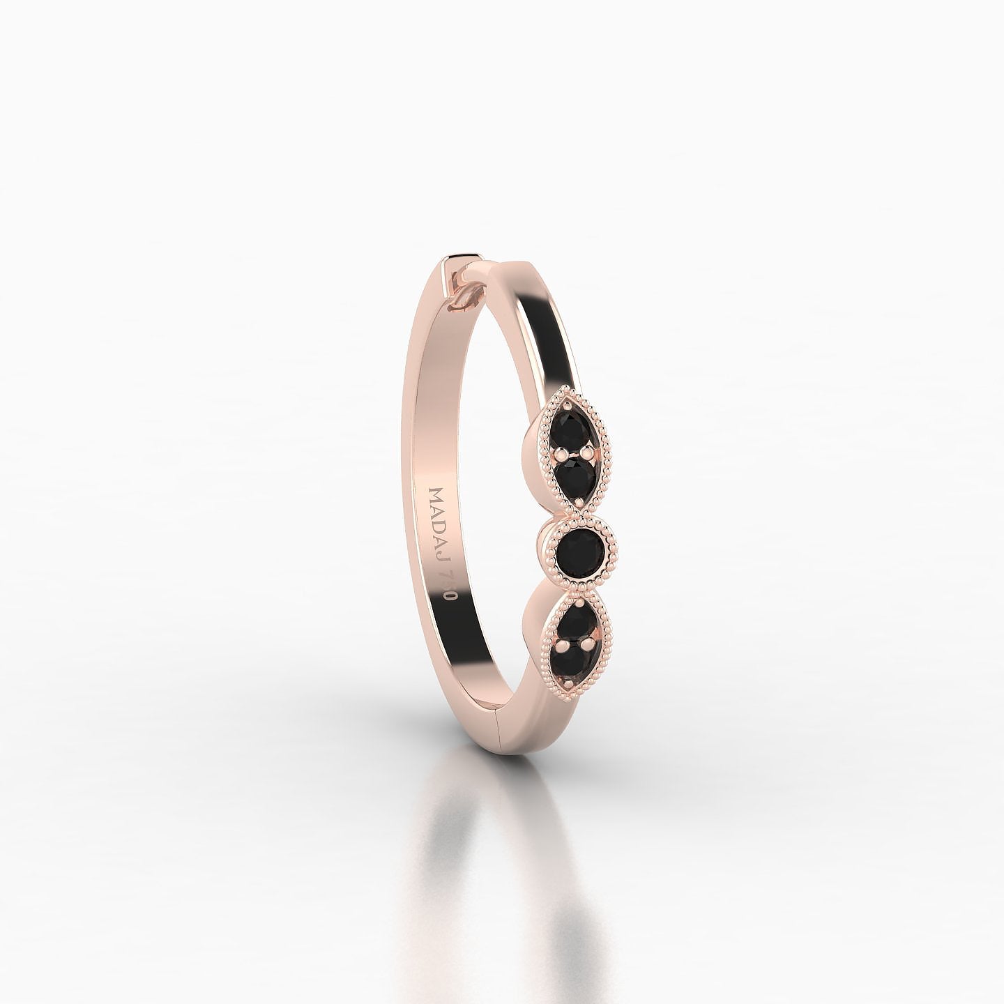 Roma | 18k Rose Gold 11 mm Black Diamond Hoop Piercing