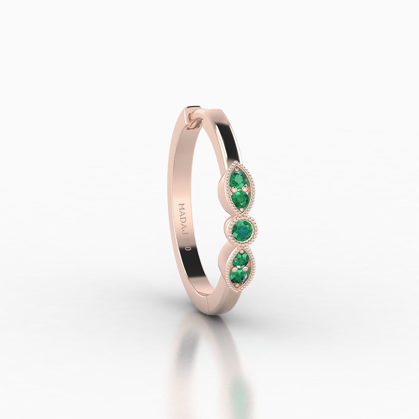 Roma | 18k Rose Gold 11 mm Emerald Hoop Piercing