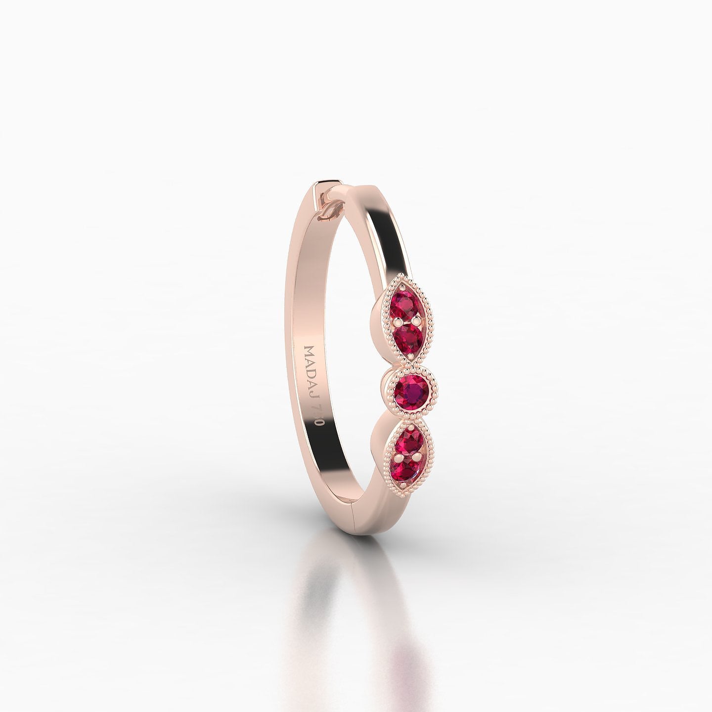 Roma | 18k Rose Gold 11 mm Ruby Hoop Piercing