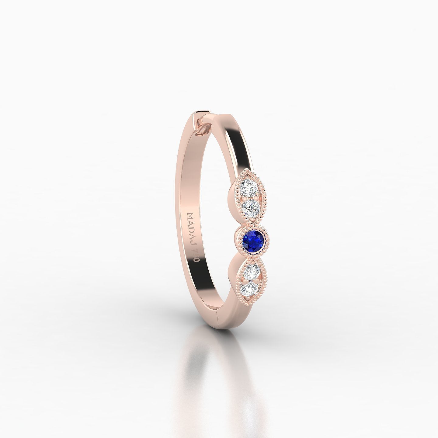 Roma | 18k Rose Gold 11 mm Sapphire & Diamond Hoop Piercing