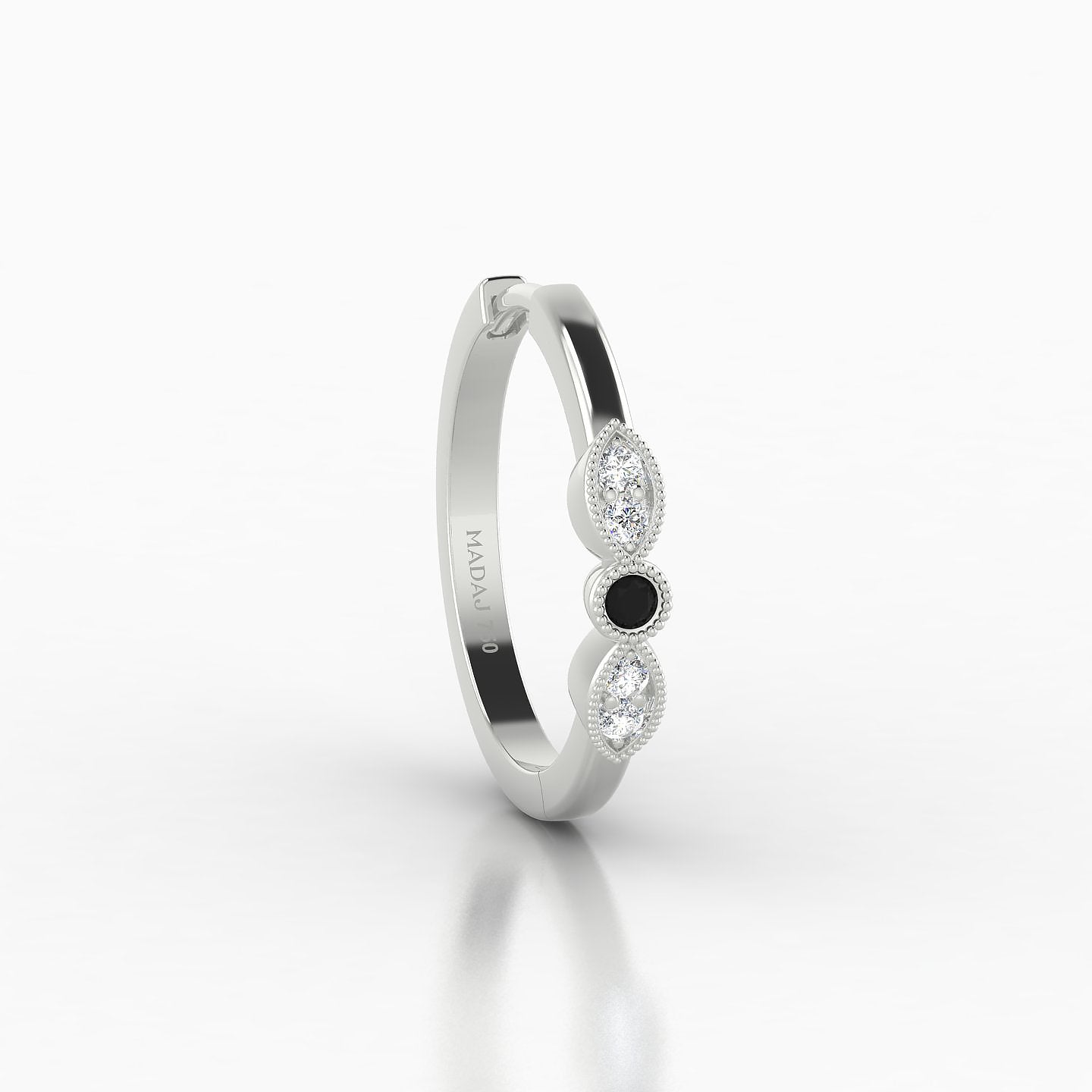 Roma | 18k White Gold 11 mm Black Diamond & Diamond Hoop Piercing