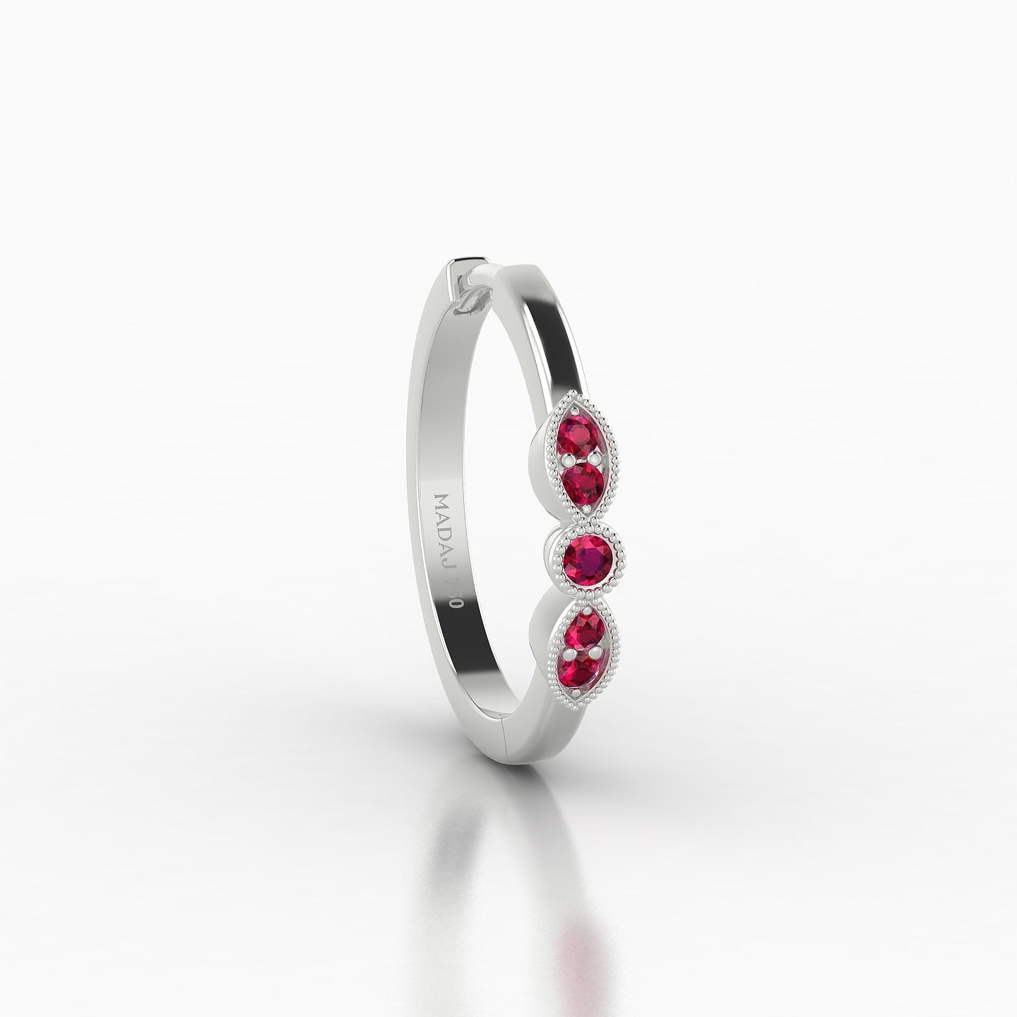 Roma | 18k White Gold 11 mm Ruby Hoop Piercing