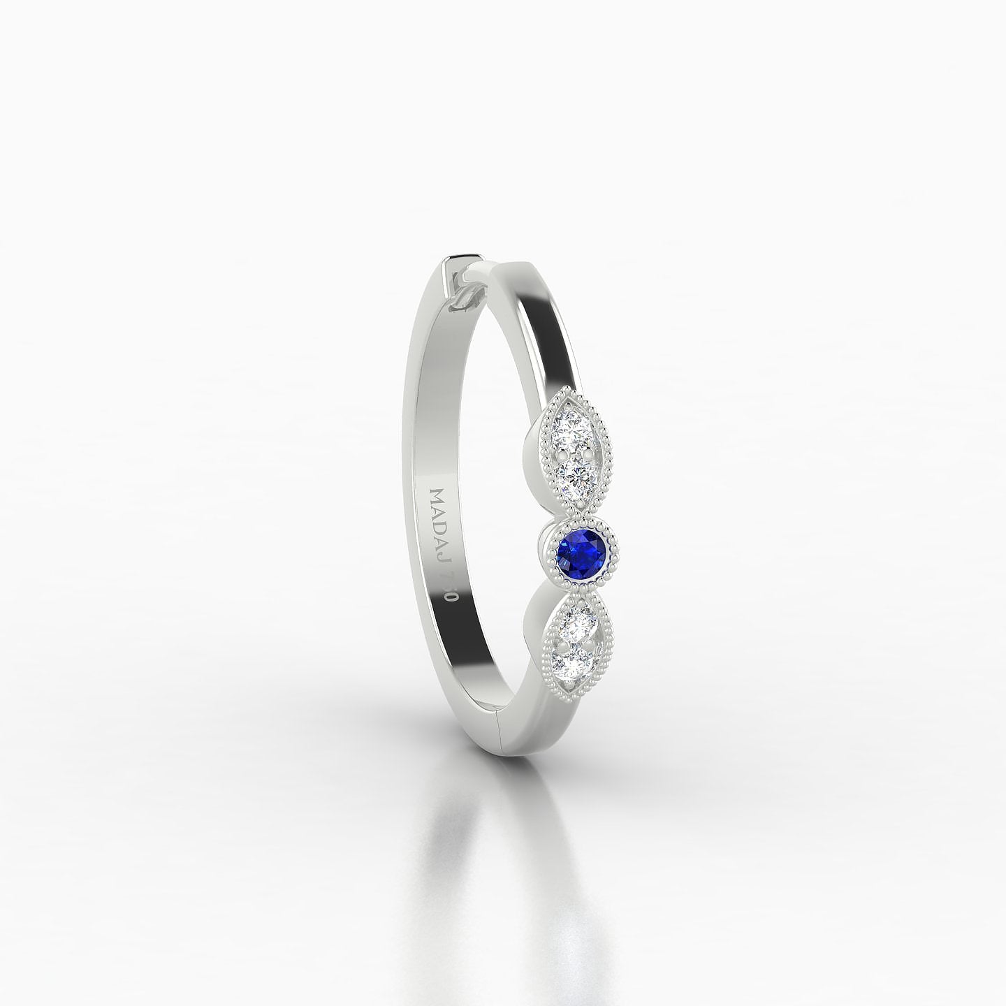 Roma | 18k White Gold 11 mm Sapphire & Diamond Hoop Piercing