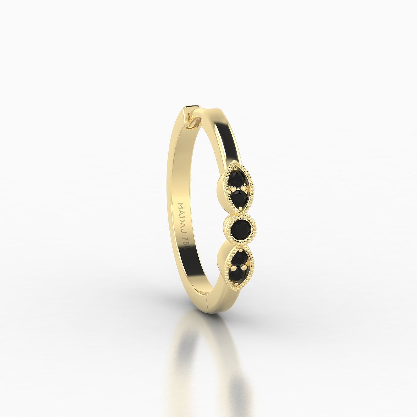 Roma | 18k Yellow Gold 11 mm Black Diamond Hoop Piercing