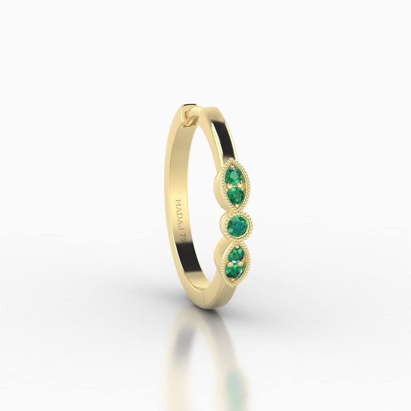 Roma | 18k Yellow Gold 11 mm Emerald Hoop Piercing