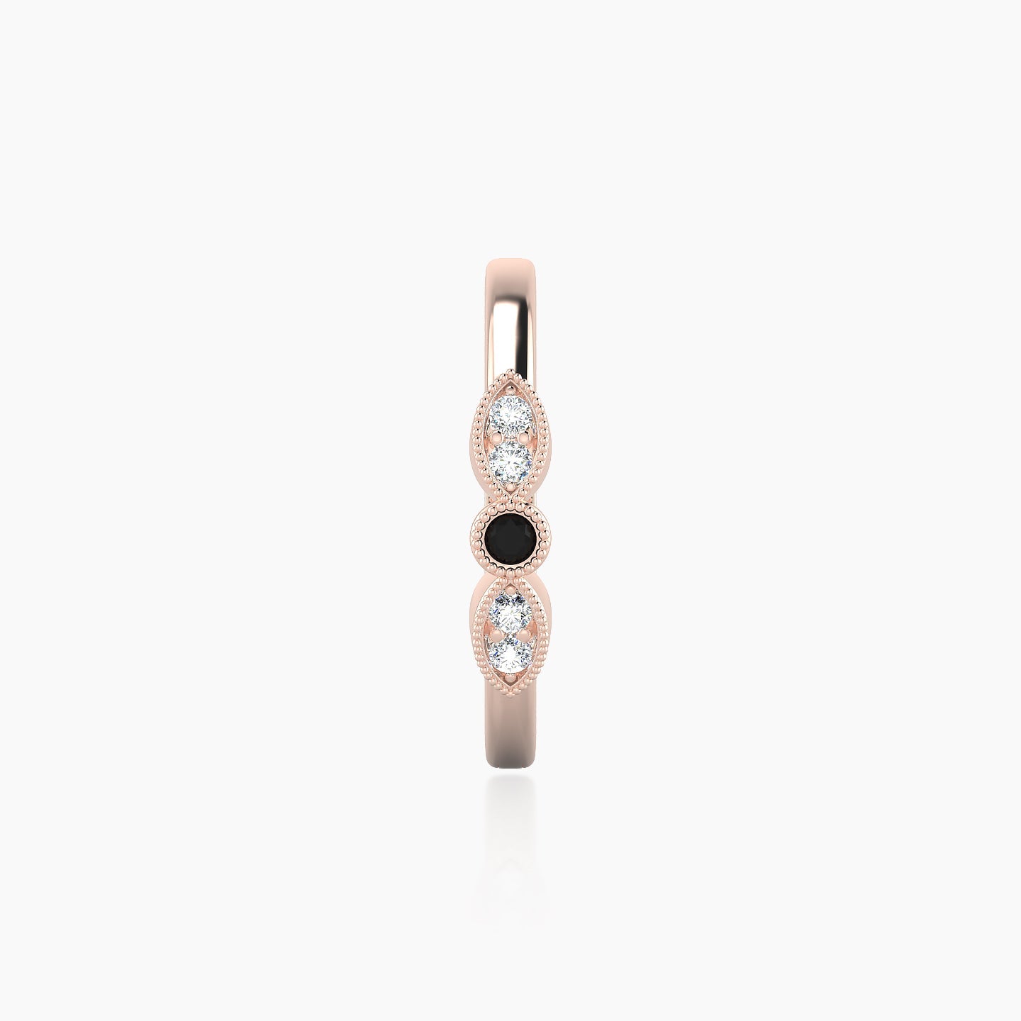 Roma | 18k Rose Gold 11 mm Black Diamond & Diamond Hoop Piercing