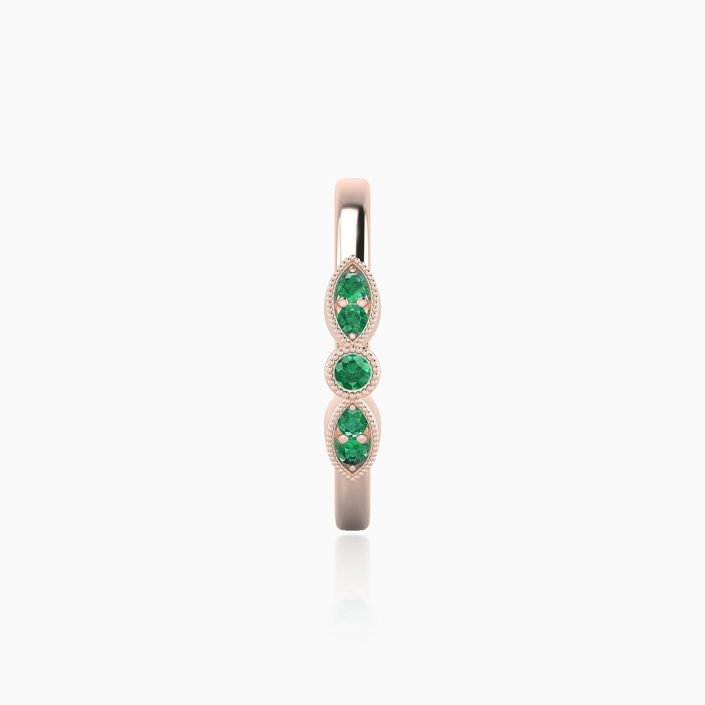 Roma | 18k Rose Gold 11 mm Emerald Hoop Piercing